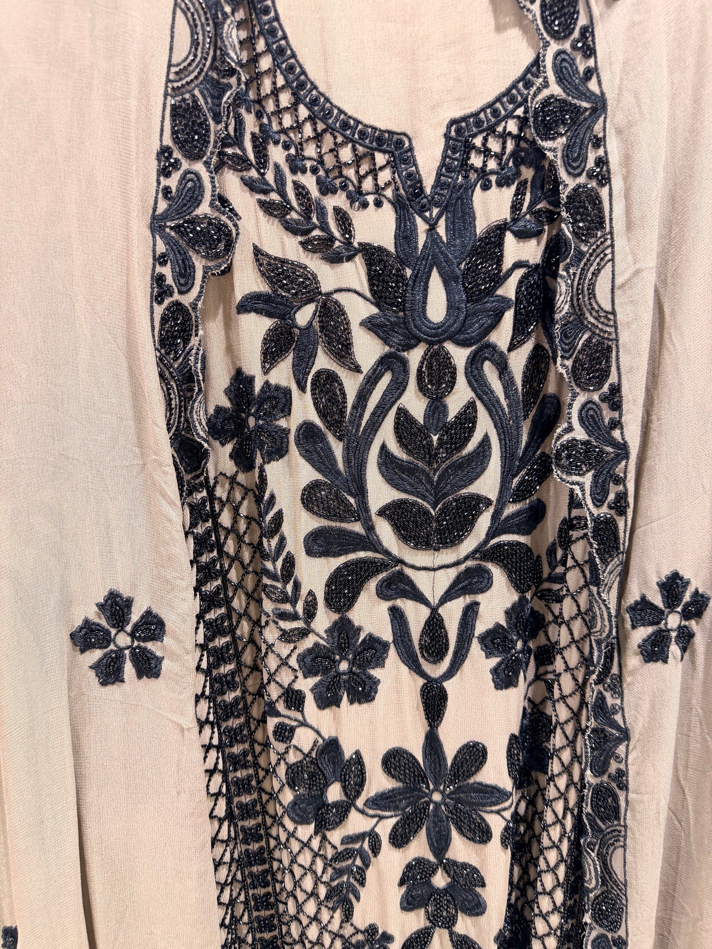 Unstitched georgette beaded embroided suit