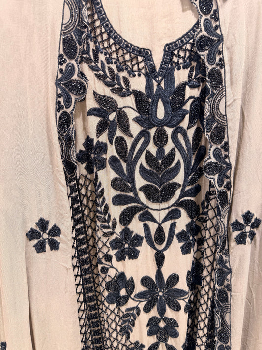 Unstitched georgette beaded embroided suit