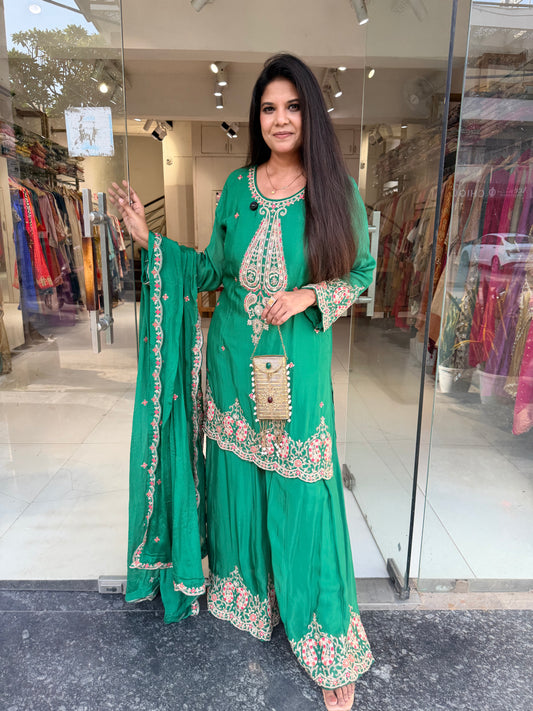 Chinon thread embroided sharara suit