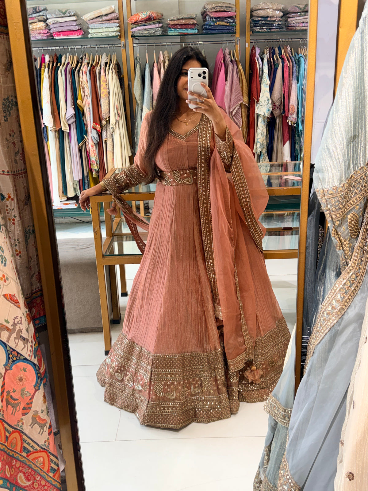 Mastani long maxi crush tissue gown