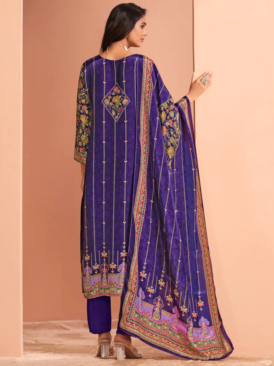 Alina Purple crepe 3pc suit set