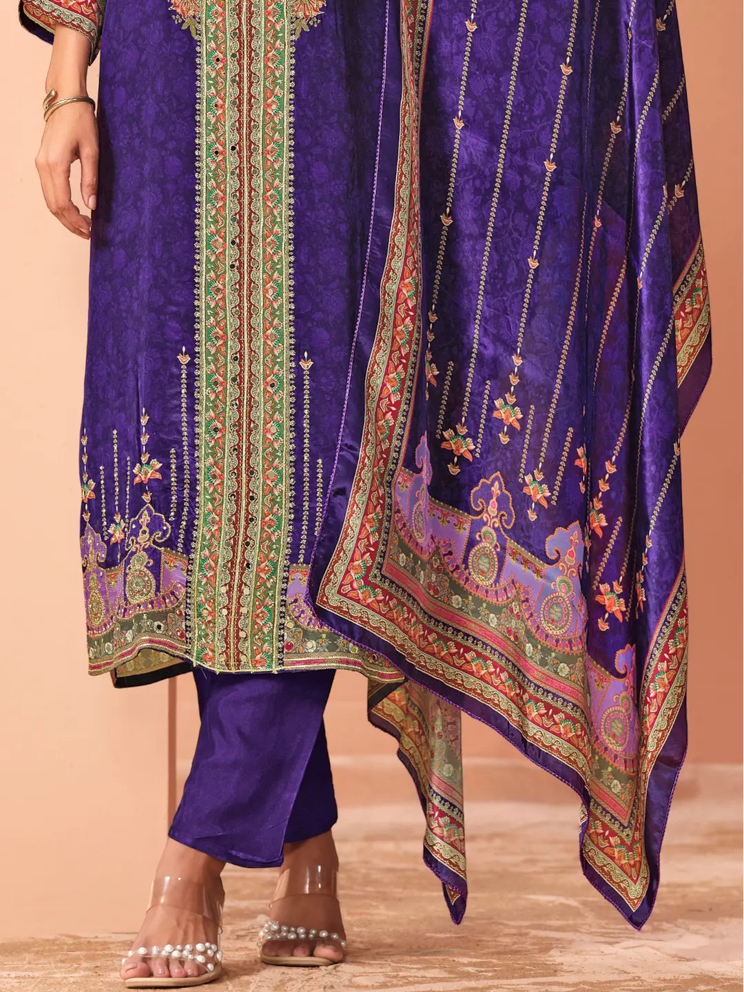 Alina Purple crepe 3pc suit set