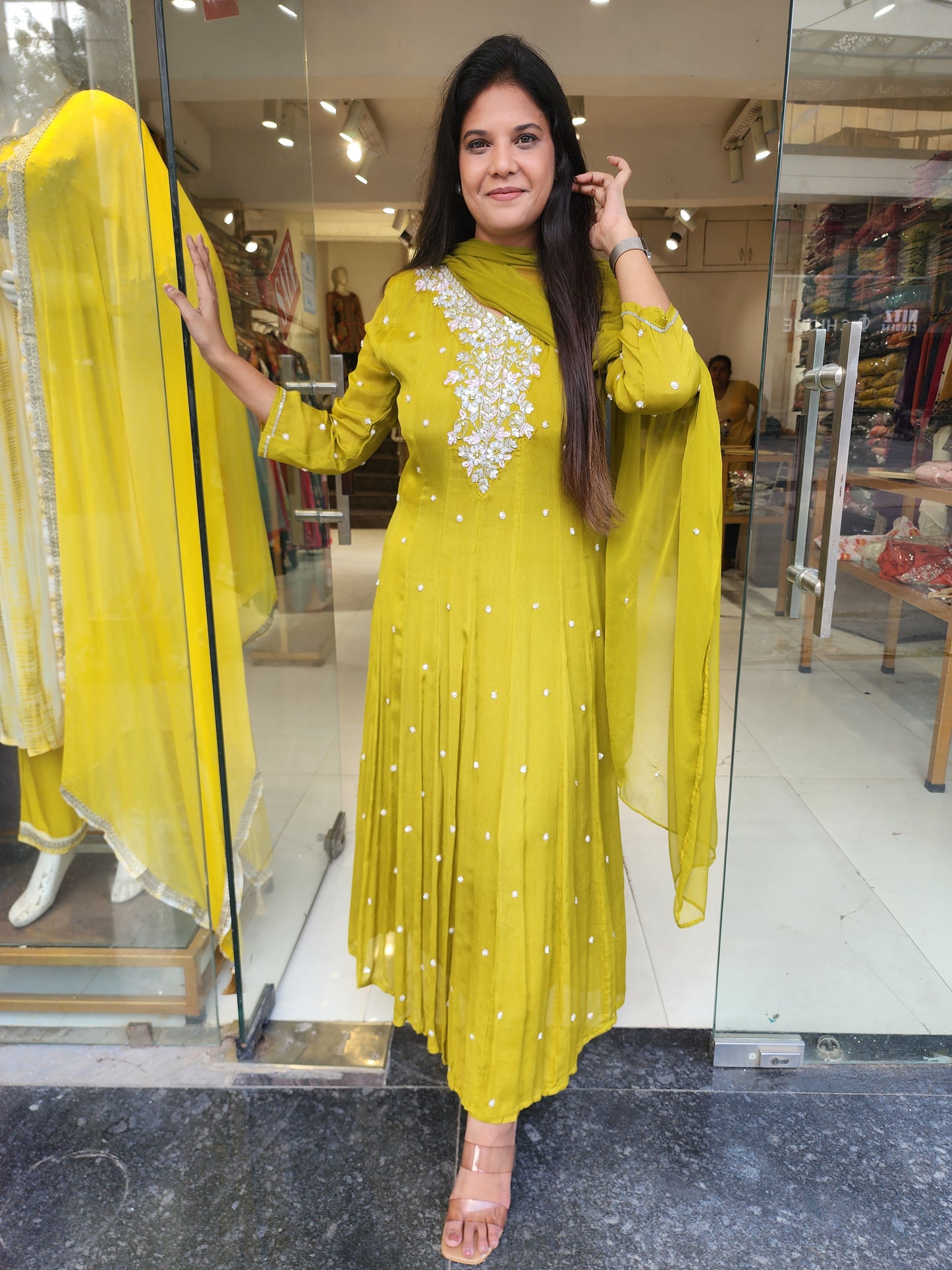 Green anarkali suit