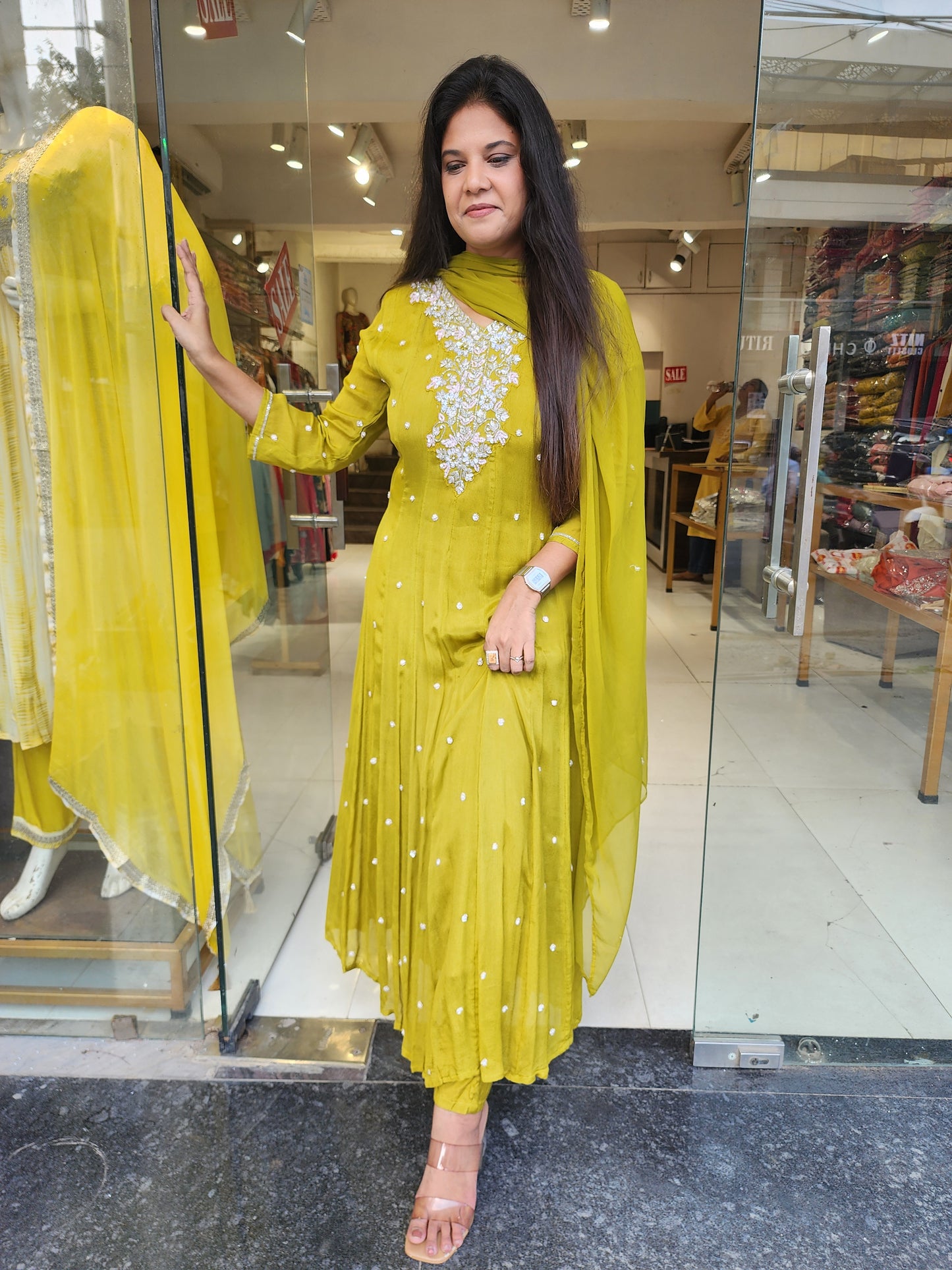 Green anarkali suit