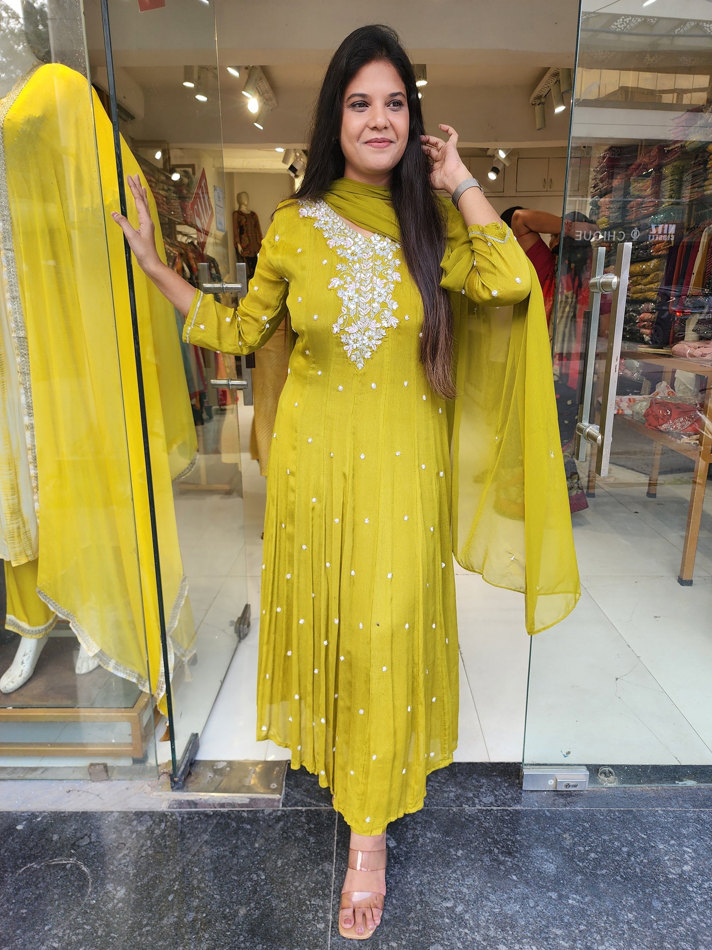 Green anarkali suit