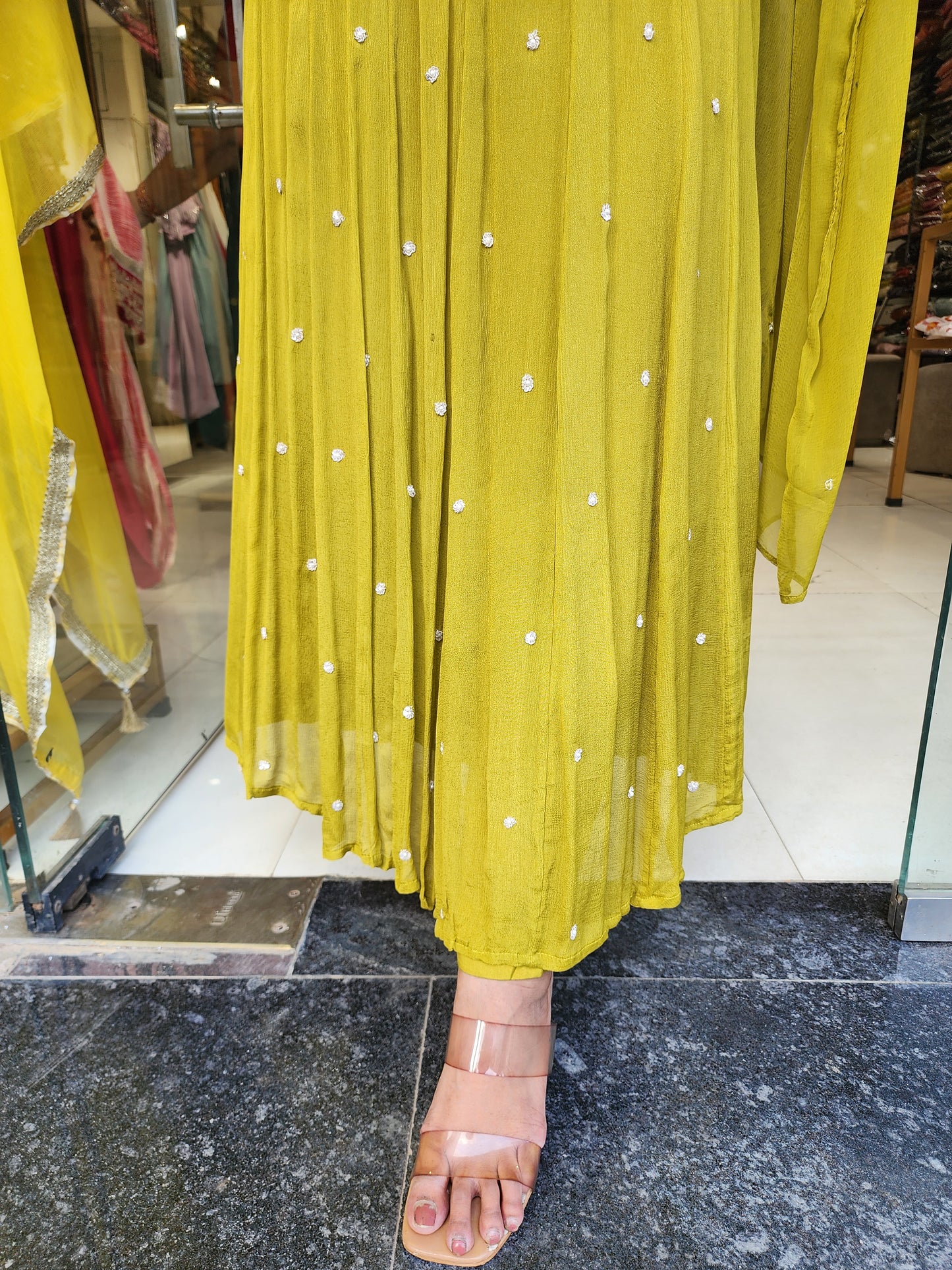 Green anarkali suit