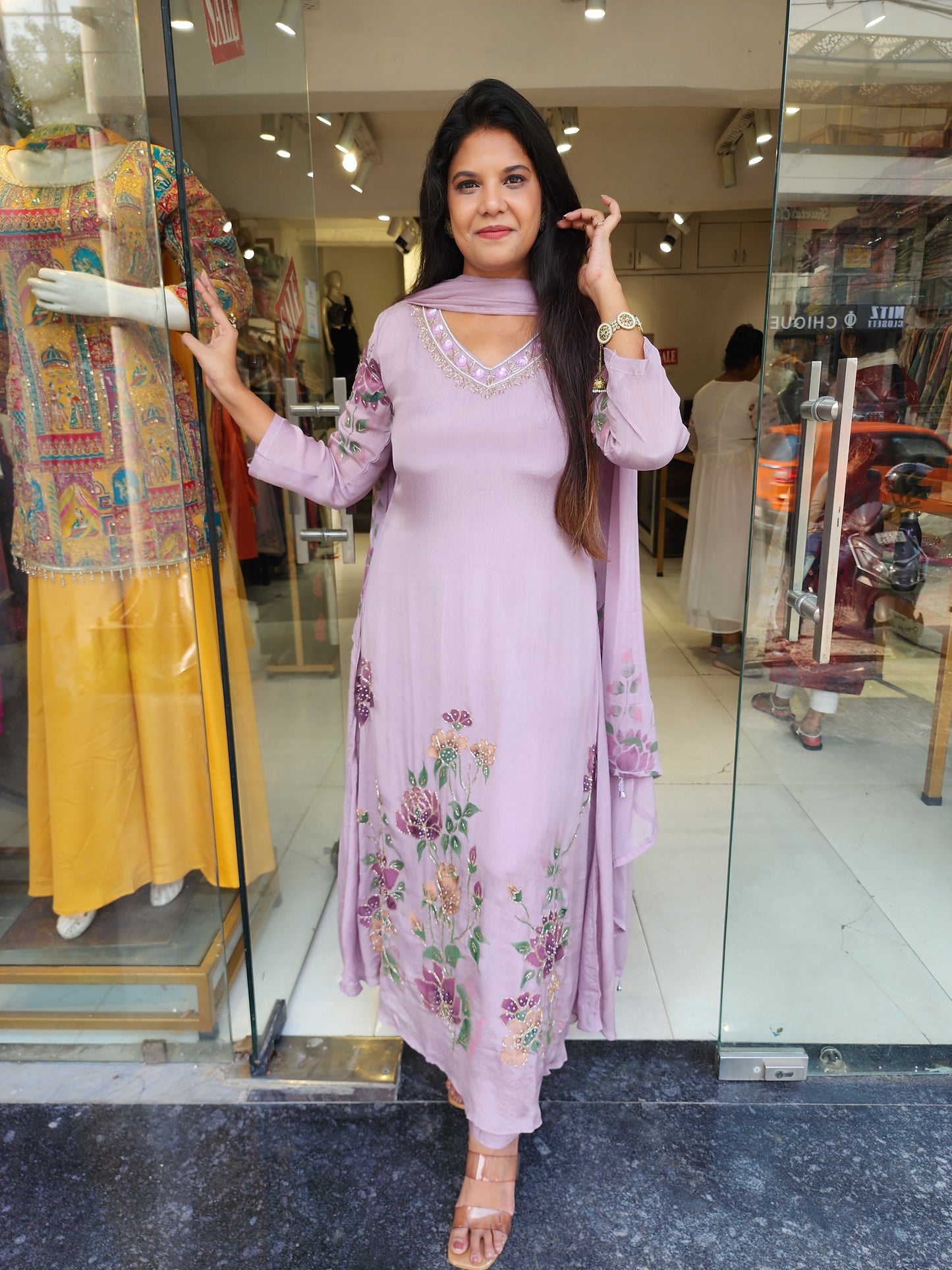 Mauve handbrusk A line suit
