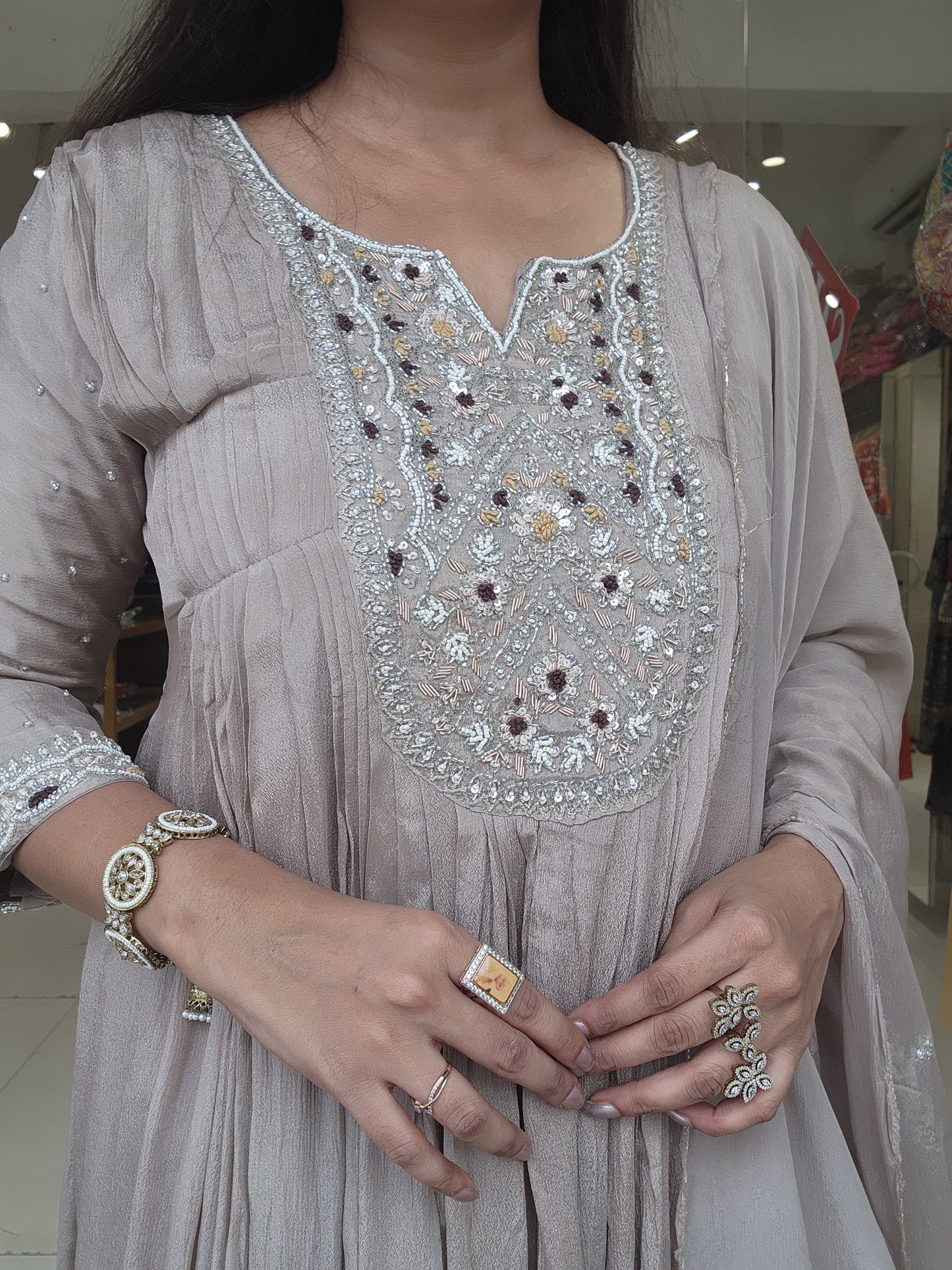 High low indowestern 3pc dress