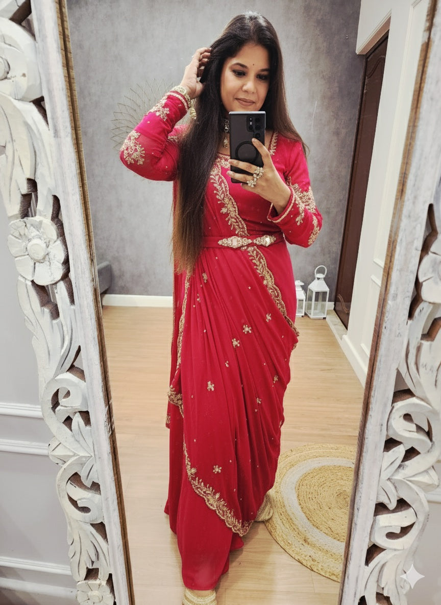 Raabta cherry pink drape saree