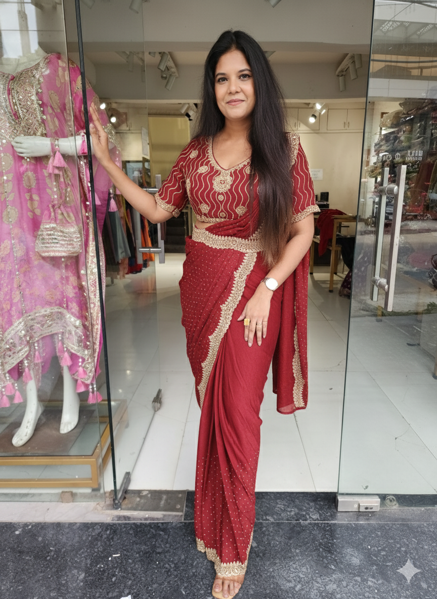 Siroski drape saree