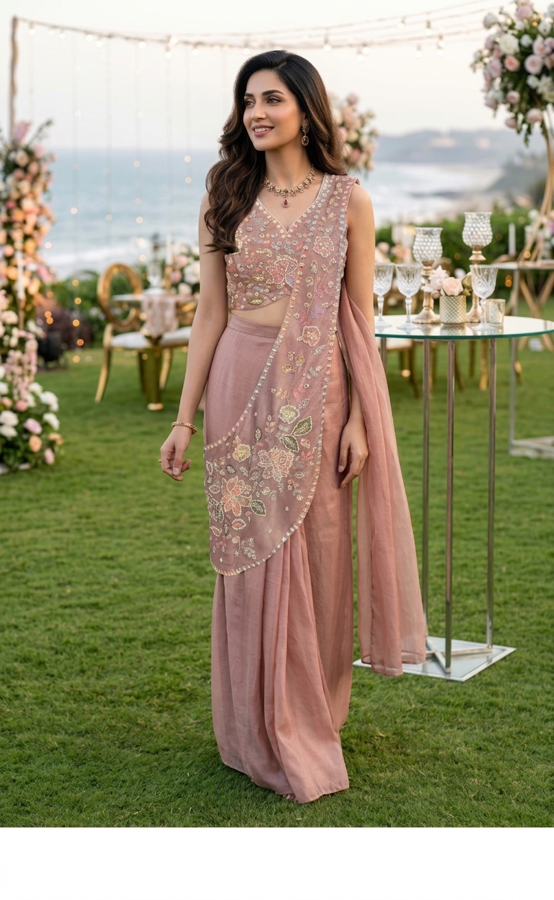 Rutba Ready to wear drape saree ( seperate sleeves not available)