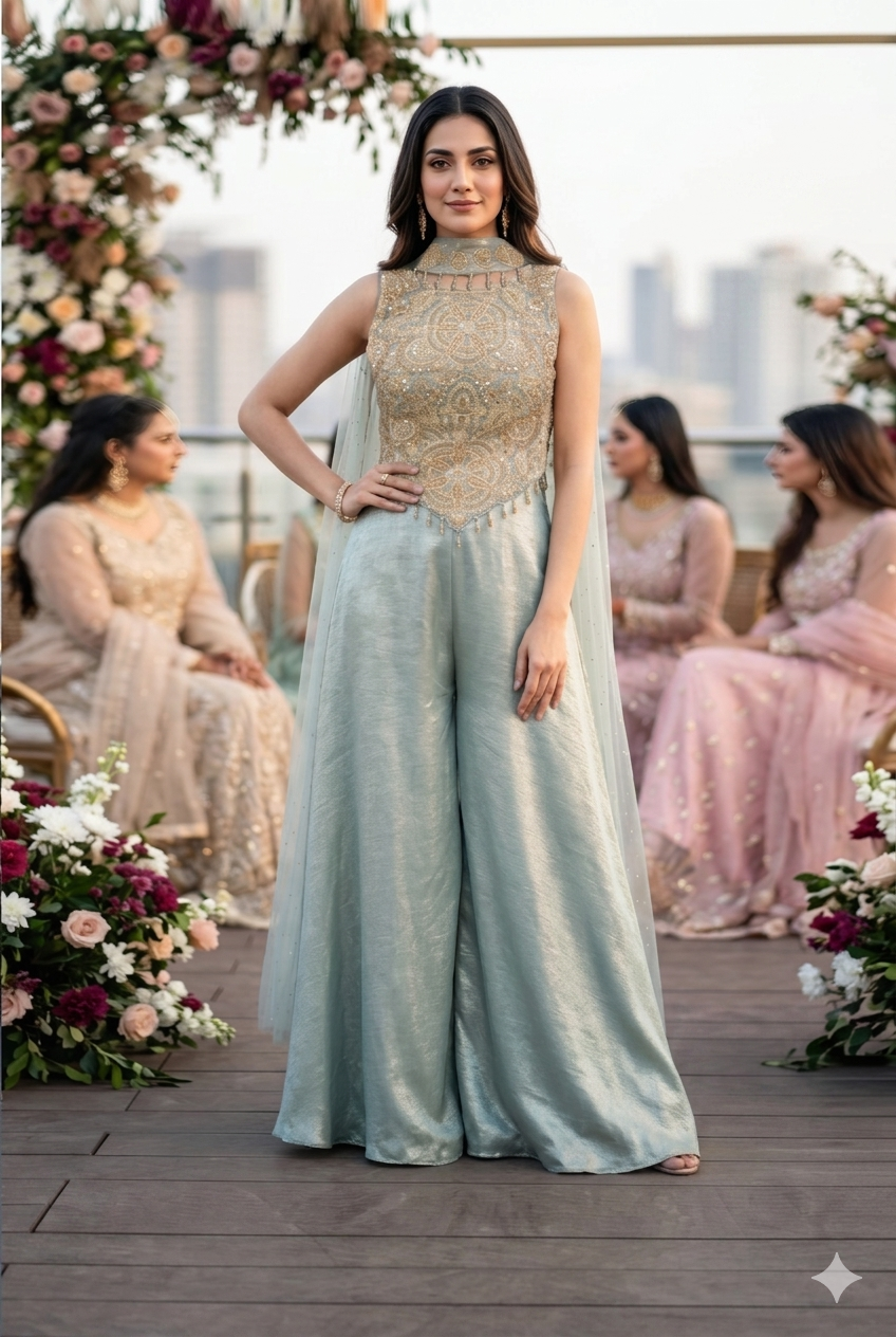 Ice blue indowestern dress