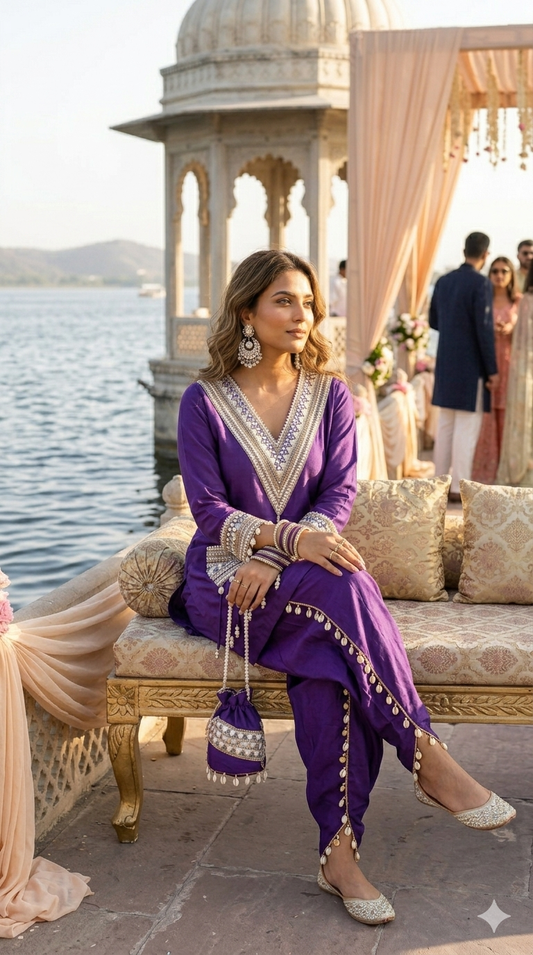 Crepe tulip co-ord with potli