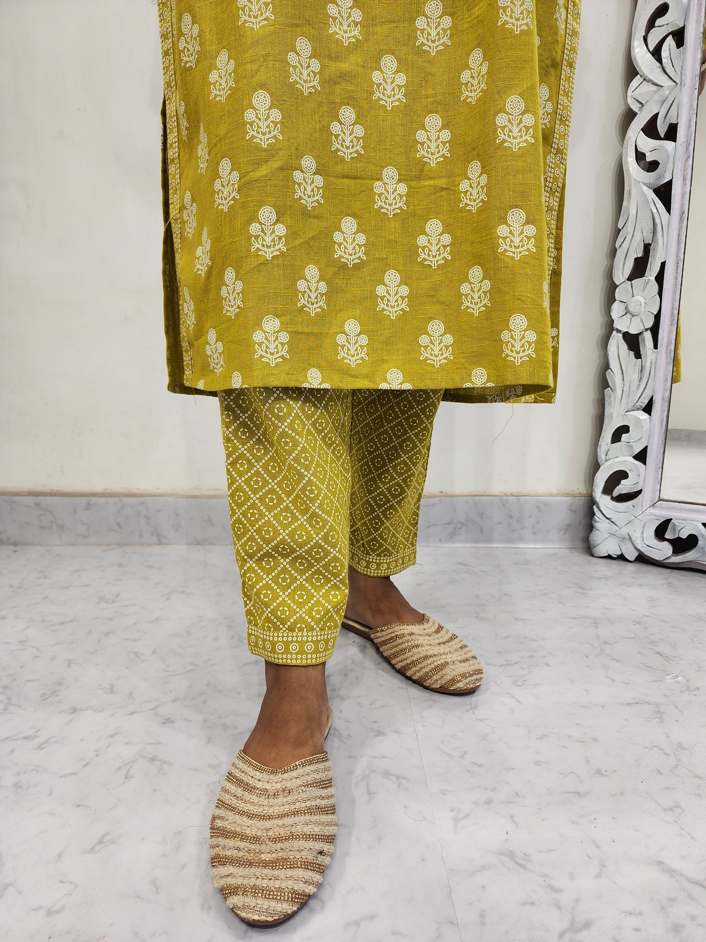 INARA LIME COTTON PRINTED SUIT