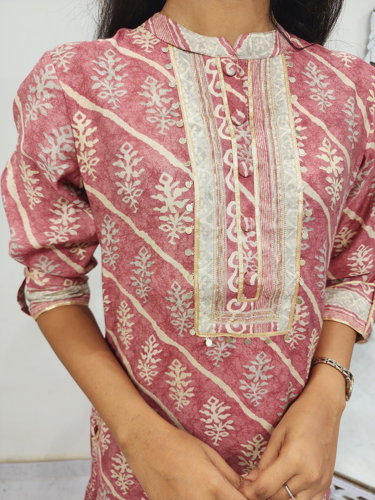 Huma roswgold pink afghani suit