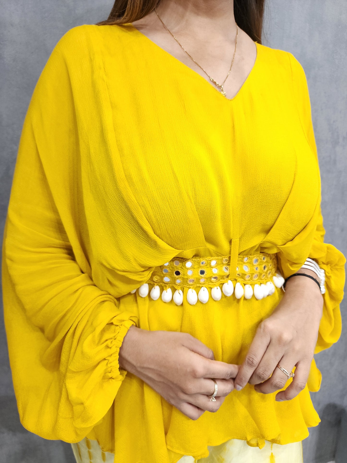YAMI YELLOW SHIBORI CO-ORD SET WITH BELT