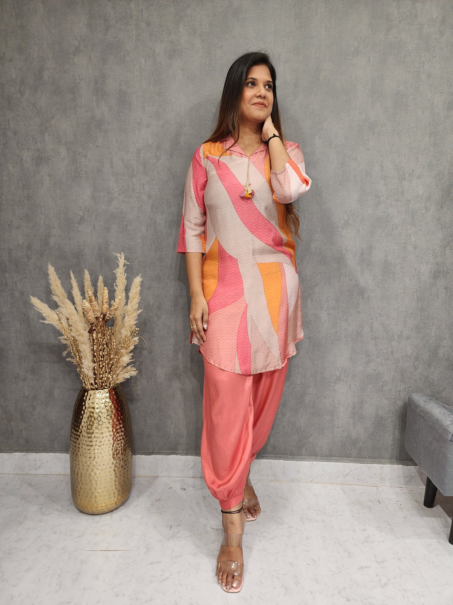 TREND MULTI LRINT PINK AFGHANI CO-ORD SET