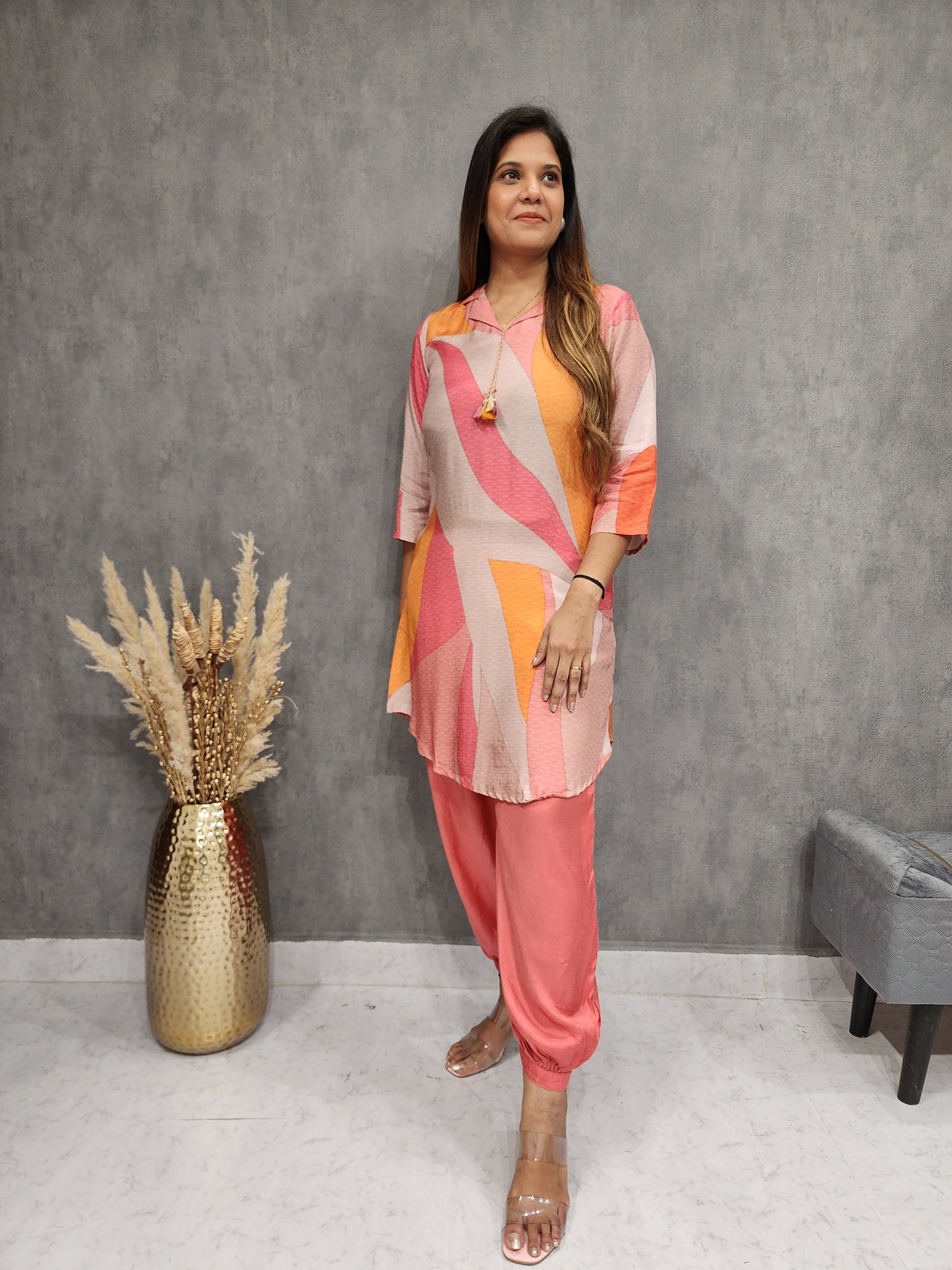 TREND MULTI LRINT PINK AFGHANI CO-ORD SET