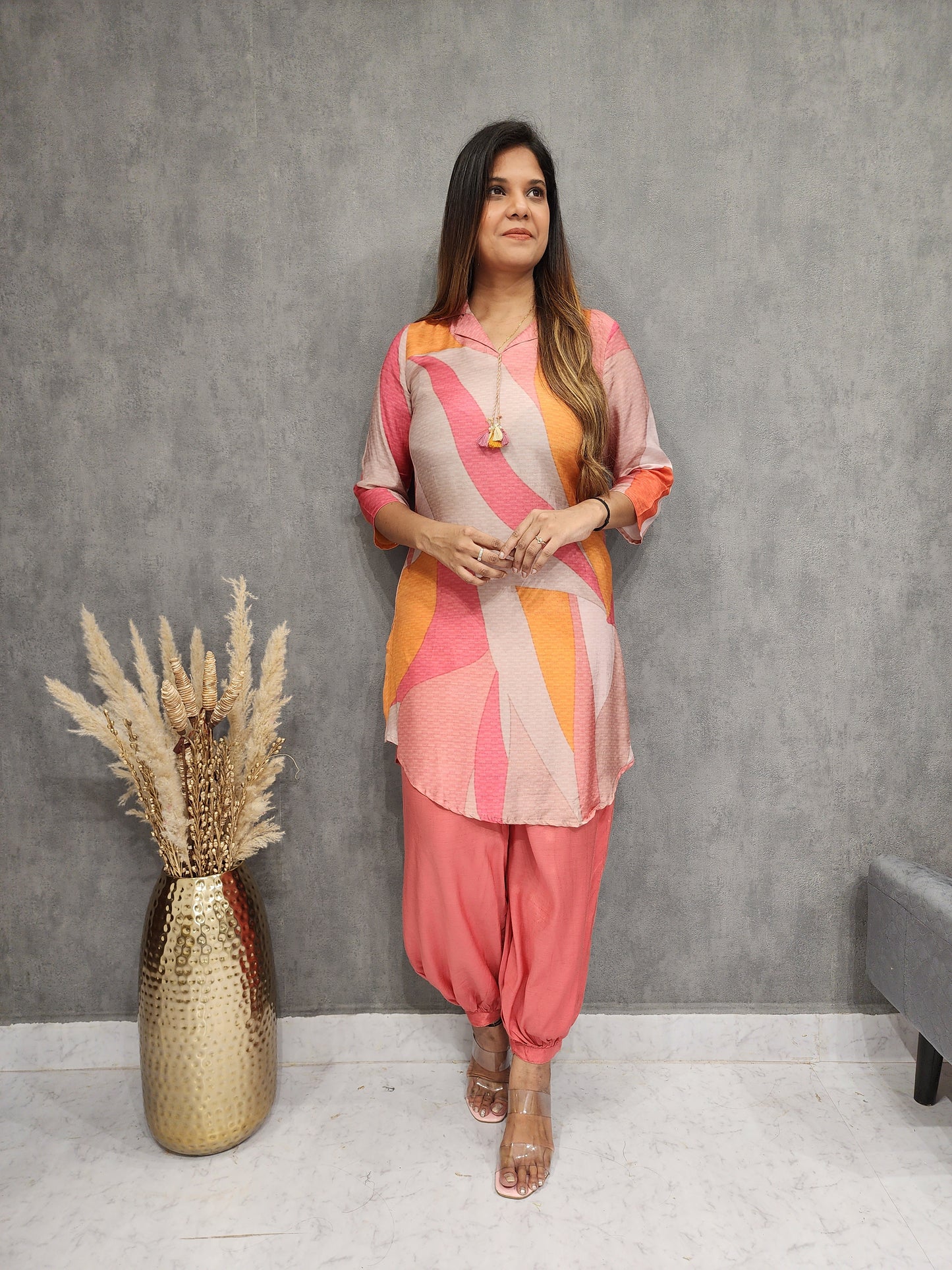 TREND MULTI LRINT PINK AFGHANI CO-ORD SET