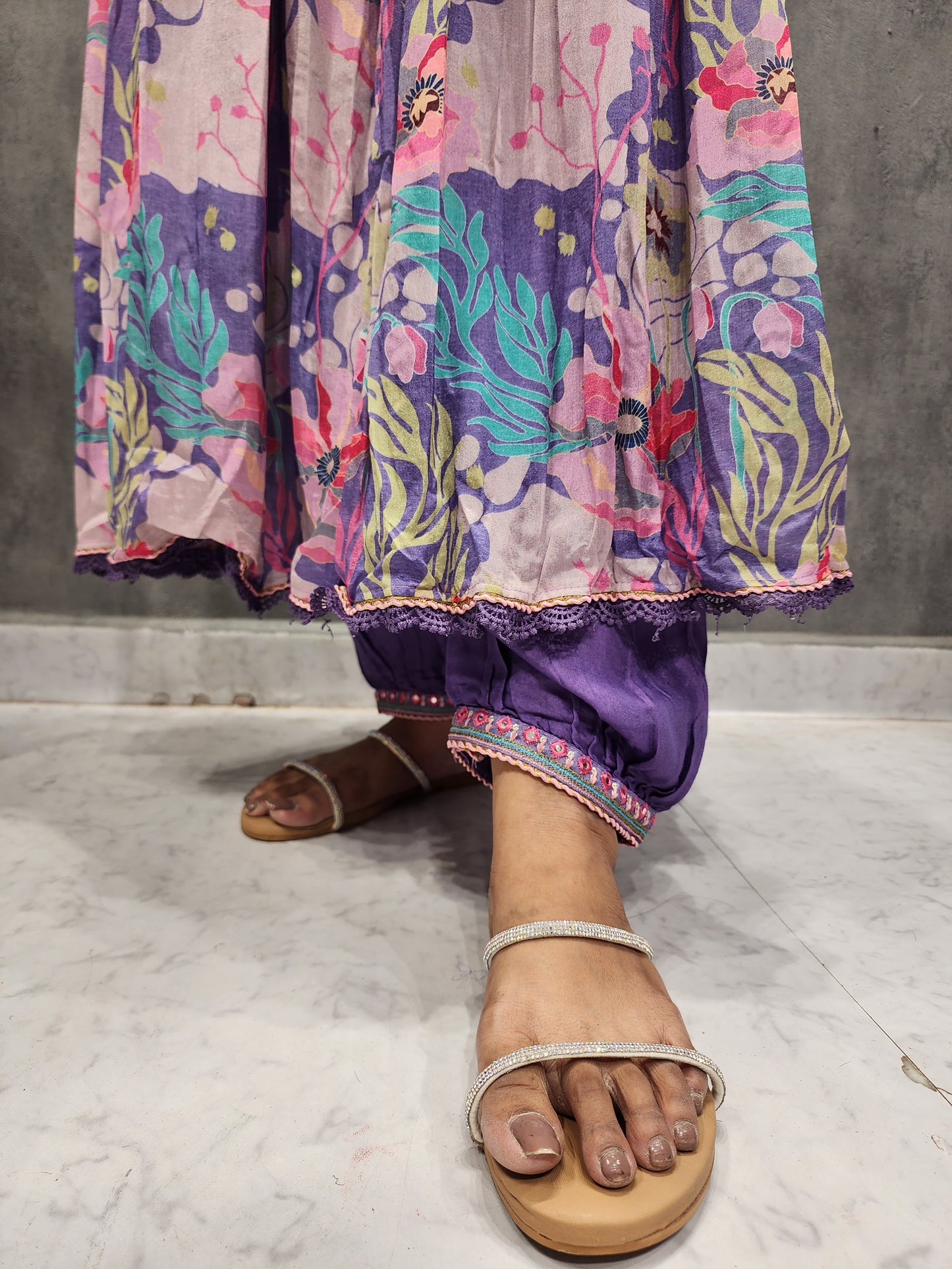 PURPLE FLORAL AFGHANI SUIT