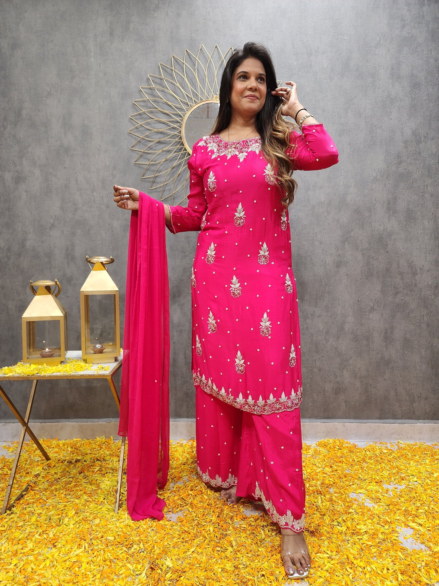 SIMRAN CHERRY EMBROIDED PLAZO SUIT
