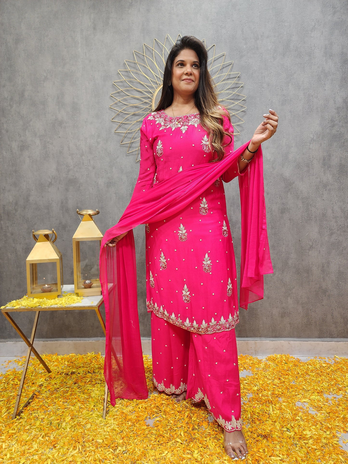 SIMRAN CHERRY EMBROIDED PLAZO SUIT
