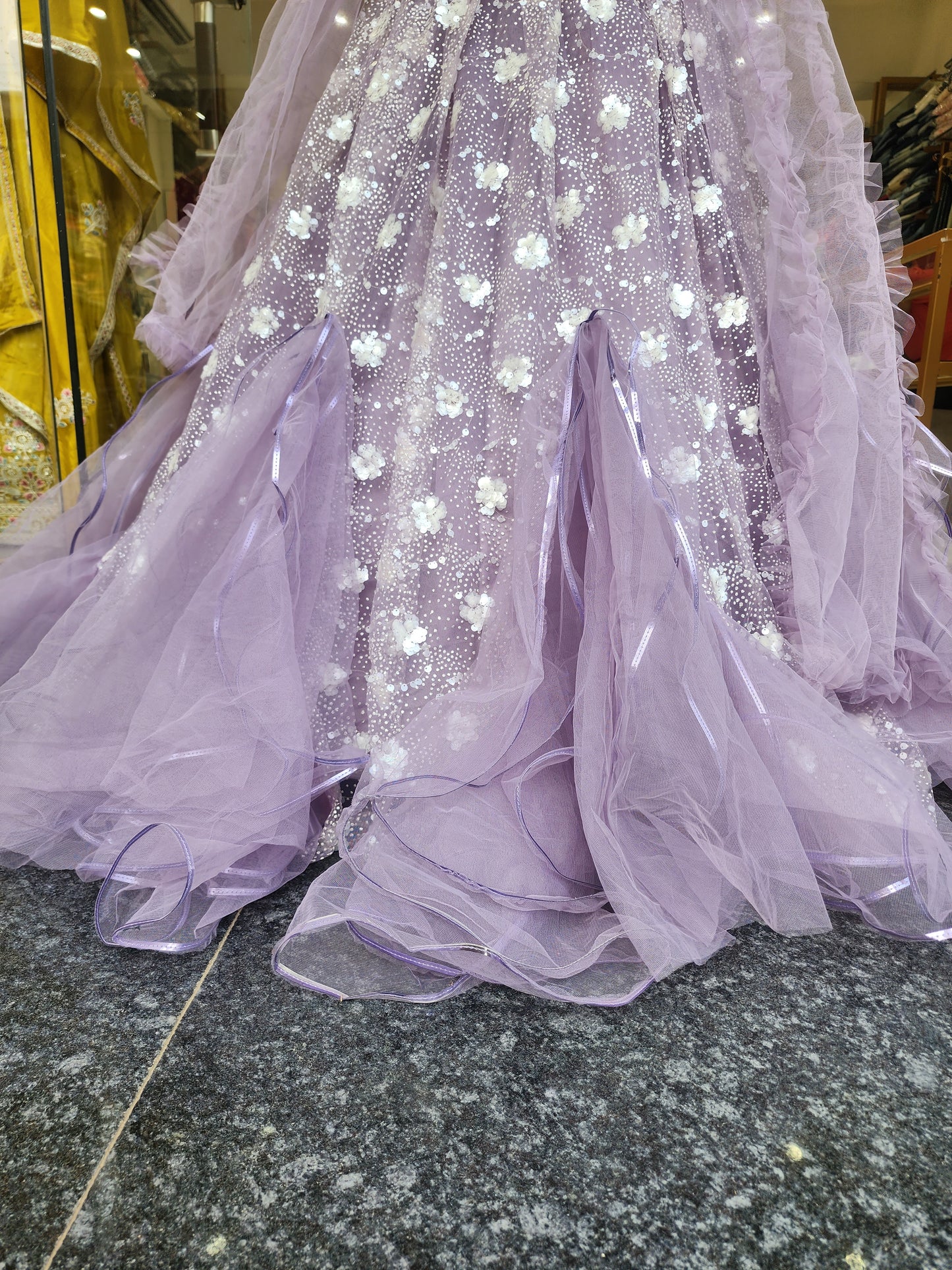WHITE BEATS LAVENDER PRINCESS LEHENGA