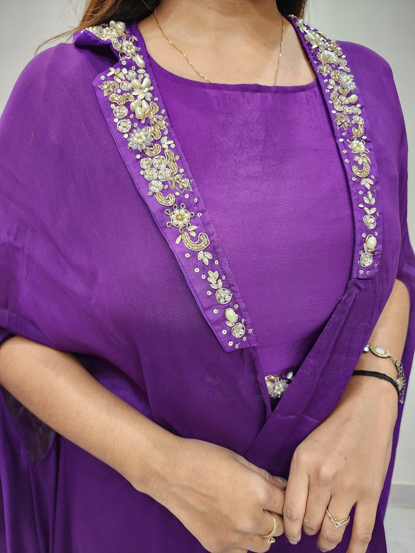 GLAM PURPLE INDO WESTERN DIVIDER DRESS