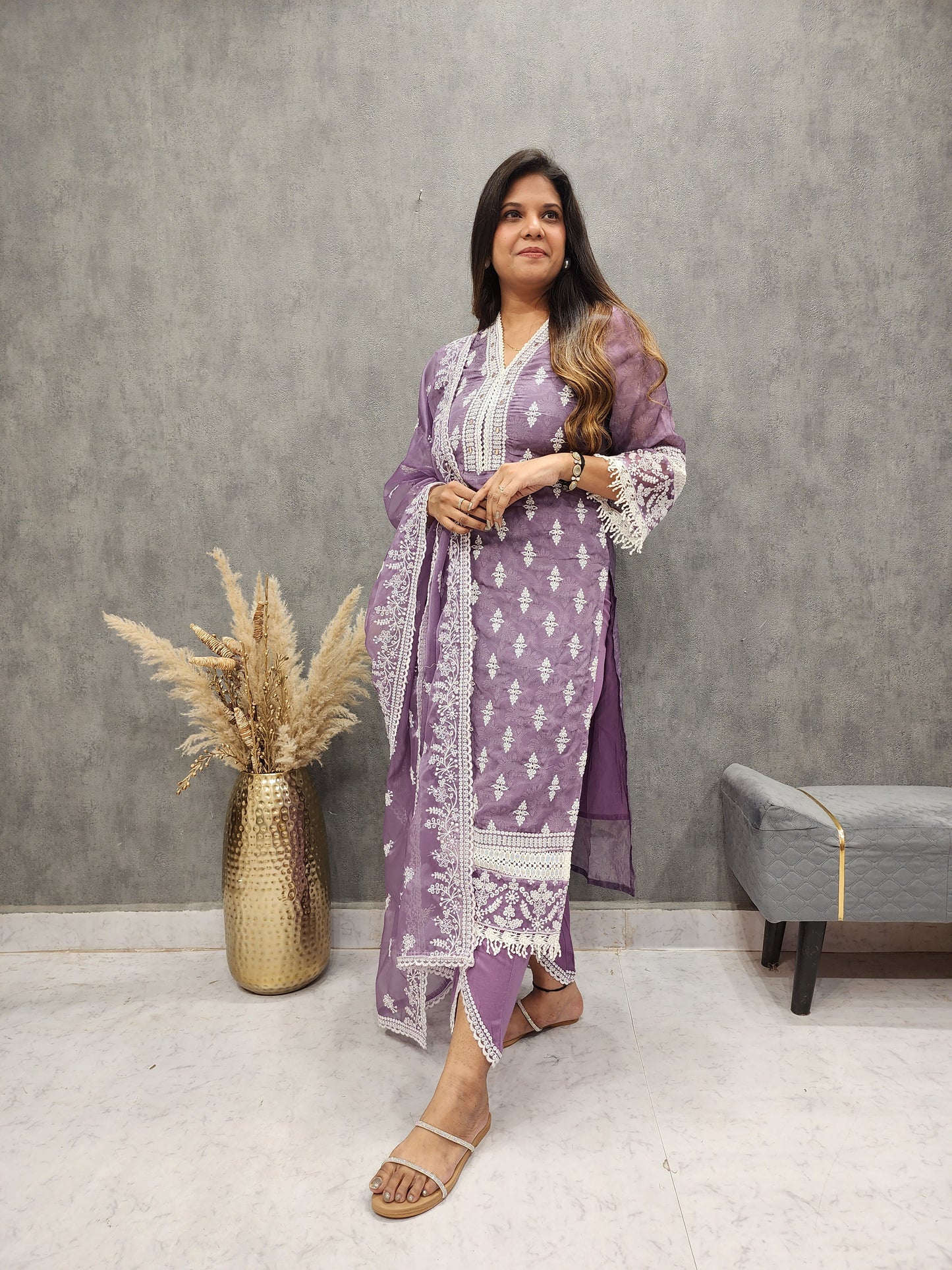 SANA PURPLE EMBROIDERED PAKISTANI SUIT