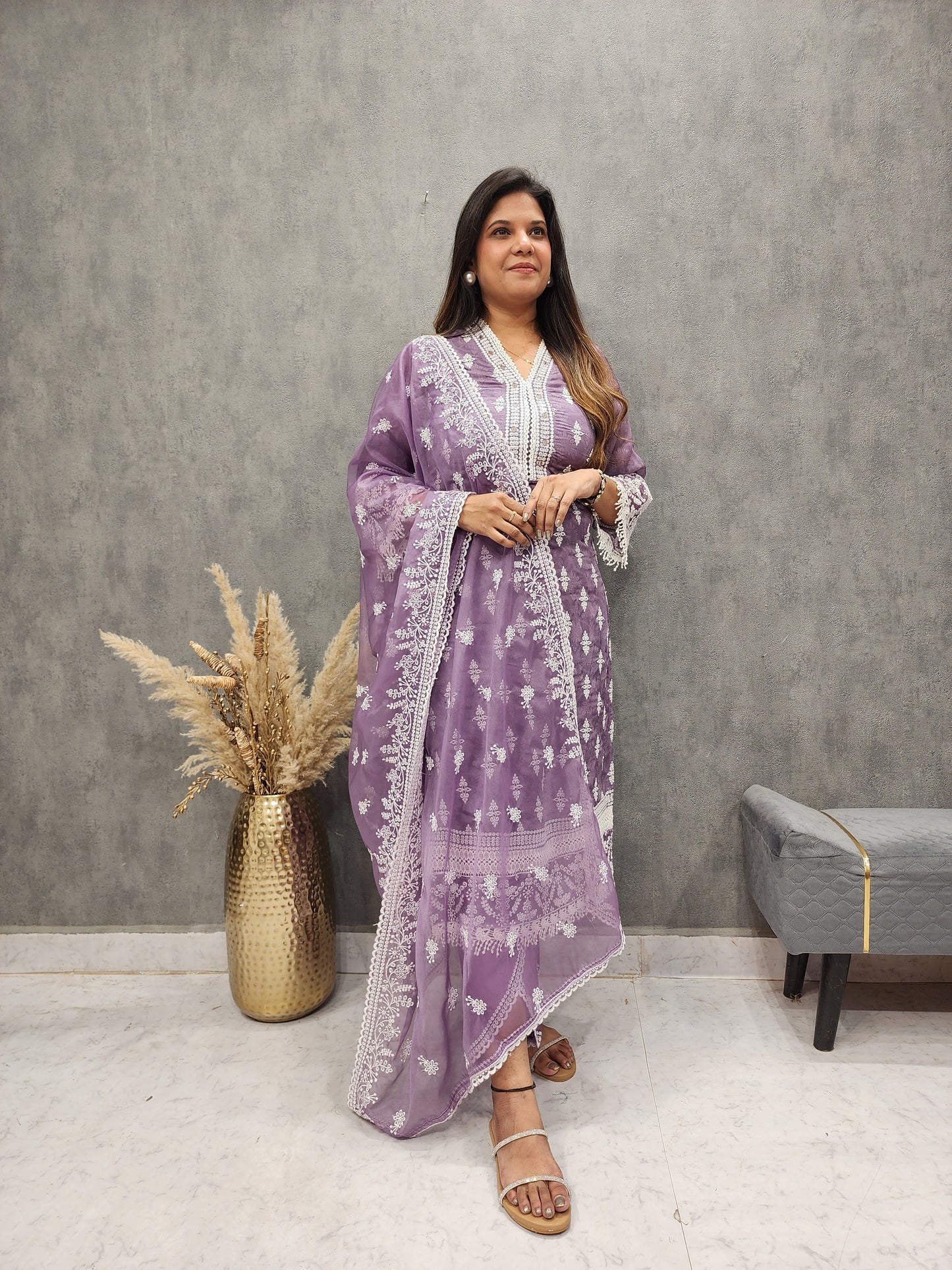 SANA PURPLE EMBROIDERED PAKISTANI SUIT