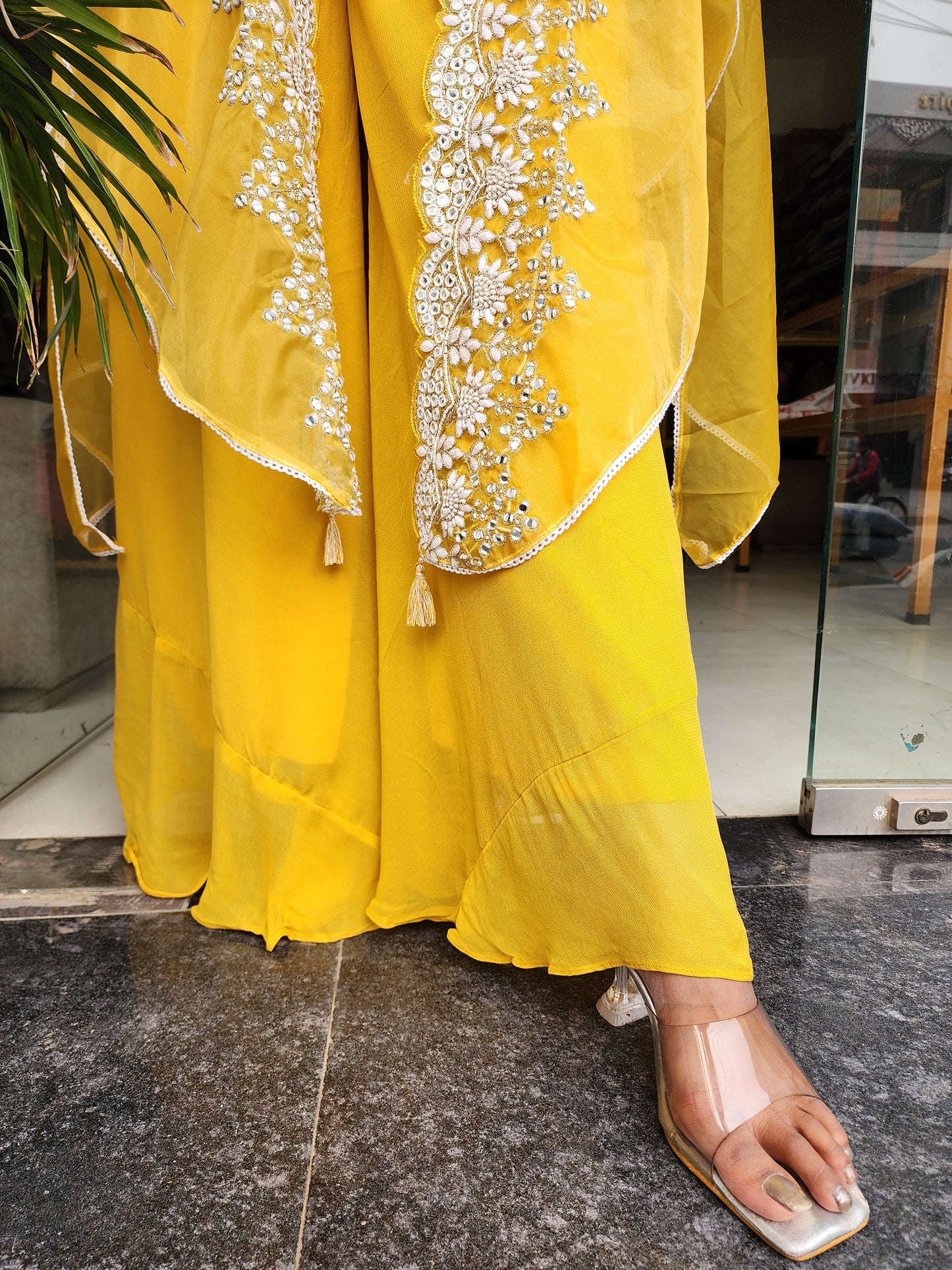 YELLOW 2 in 1 CO-ORD SET WITH CAPE
