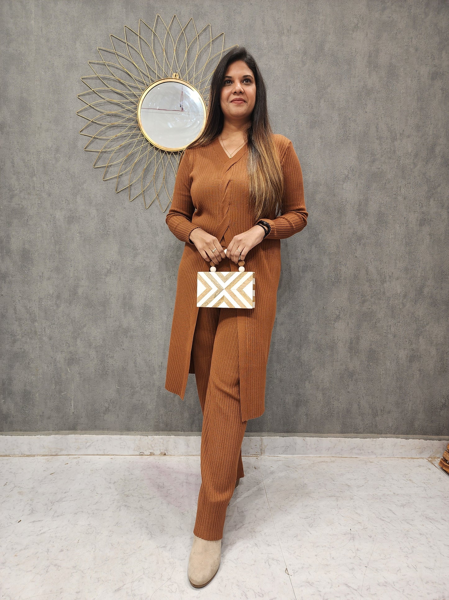 NOAH BROWN WOLLEN CENTRE SLIT CO-ORD SET