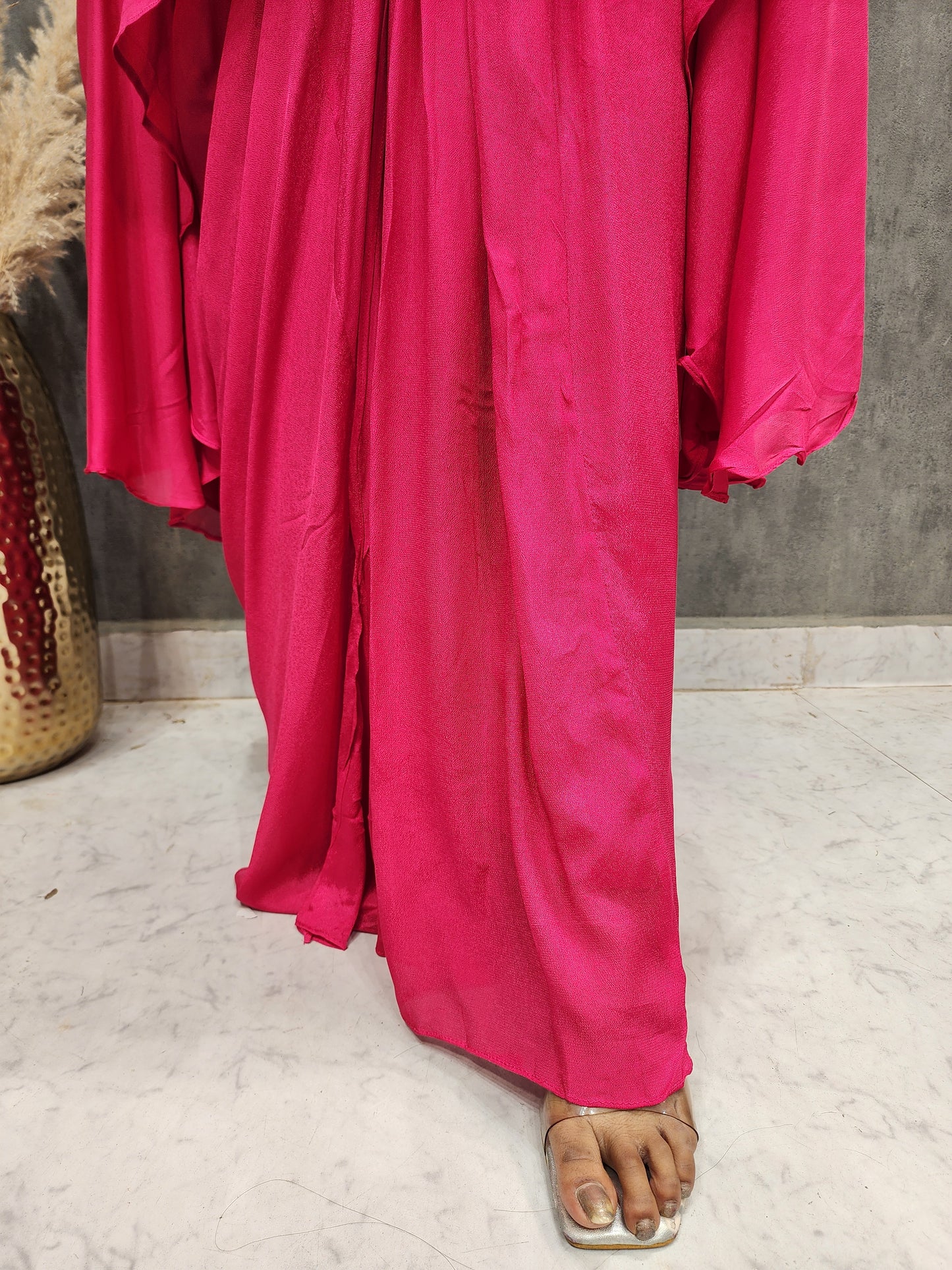Kaynath hotpink 3pc cape cowl dress