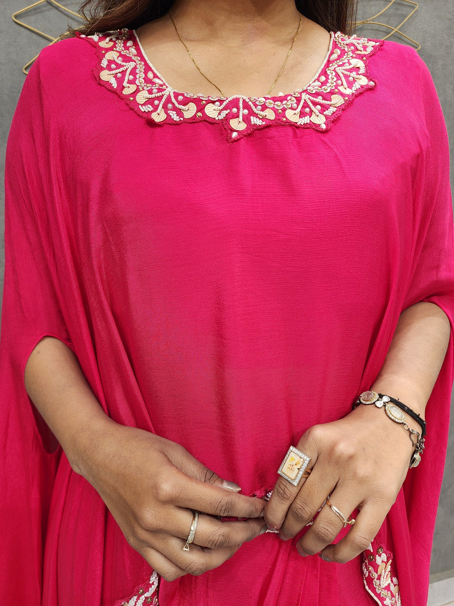 GLAM CHERRY KAFTAN STYLE CAPE WITH COWL SKIRT