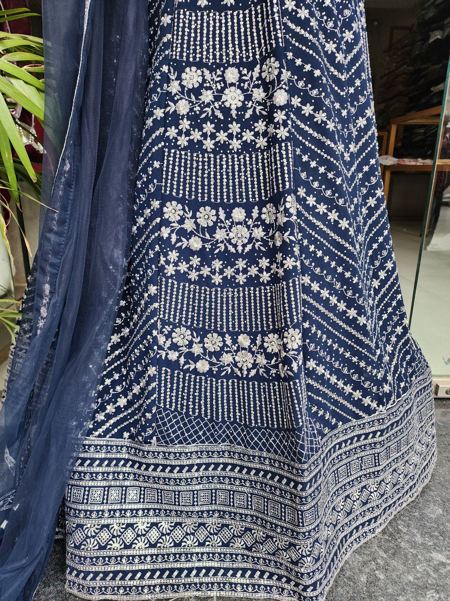 Heer blue embroidered maxi gown