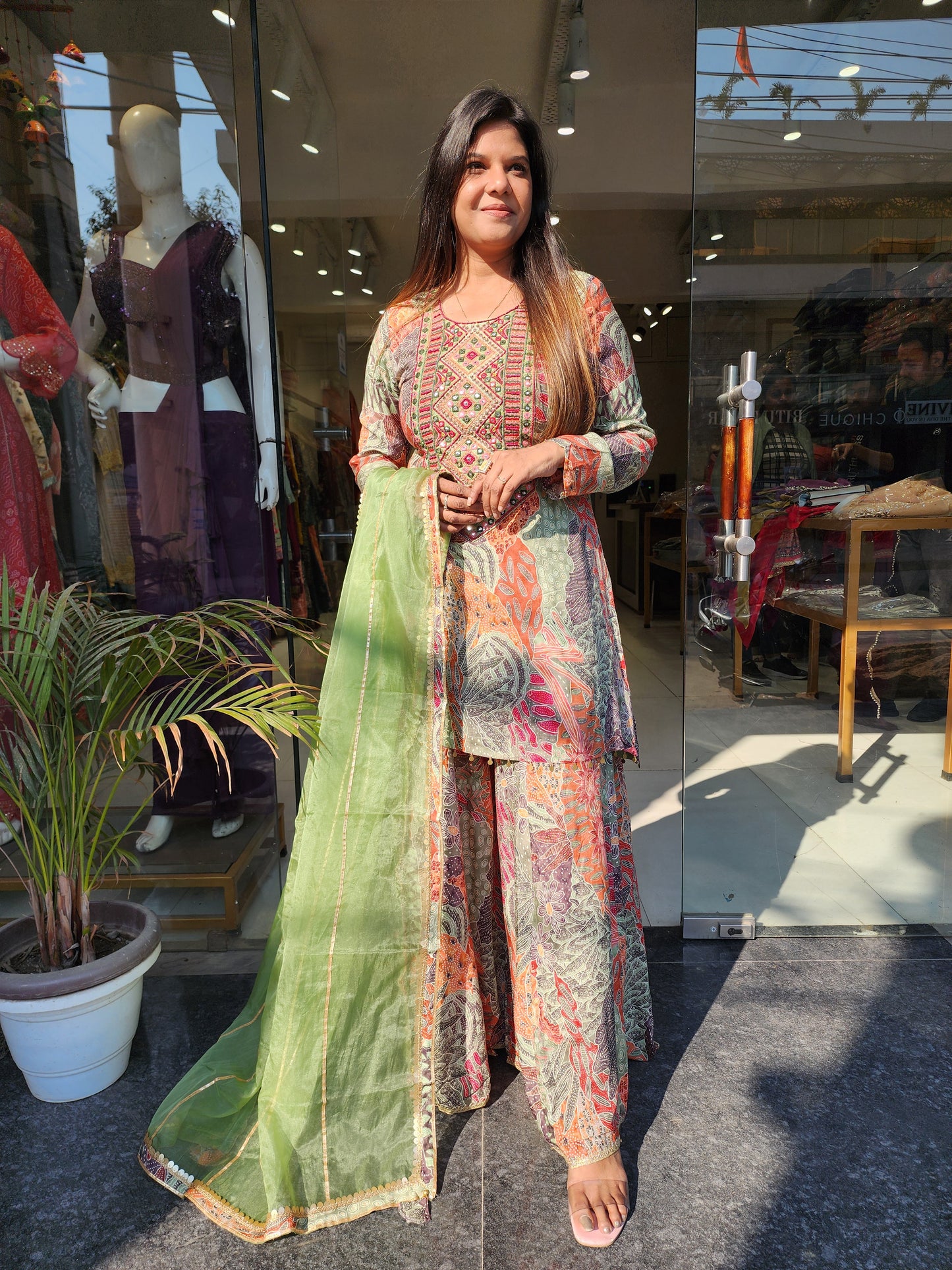 PAKISTANI DIGITAL PRINT CO-ORD SET WITH ORGANZA DUPATTA