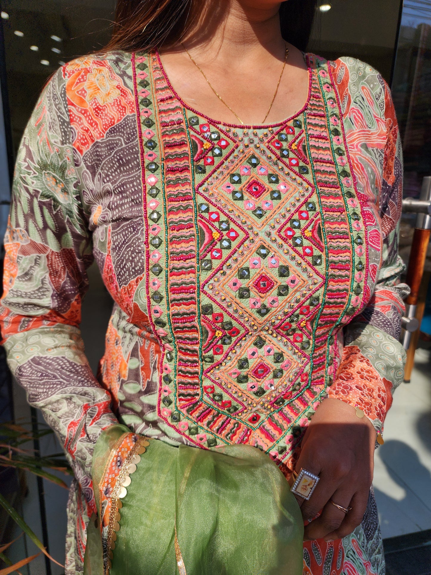 PAKISTANI DIGITAL PRINT CO-ORD SET WITH ORGANZA DUPATTA