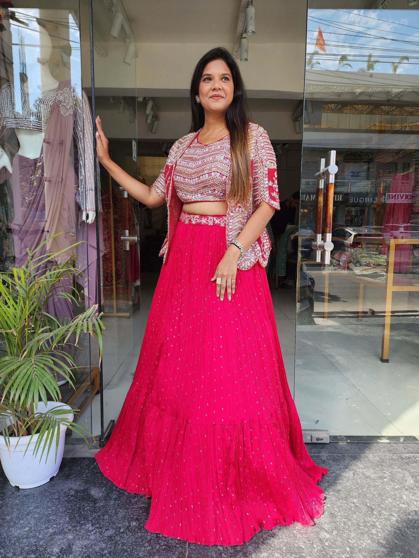 CHERRY PINK 3PC SHORT JACKET INDOWESTERN WITH SKIT