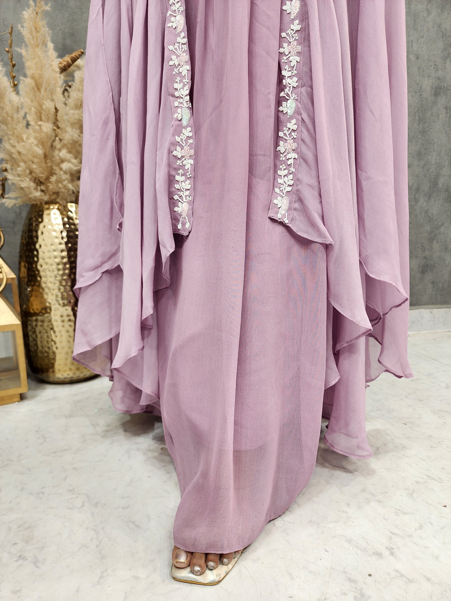 SEERAT LILAC ATTACHED CAPE 2PC INDO-WESTERN DRESS