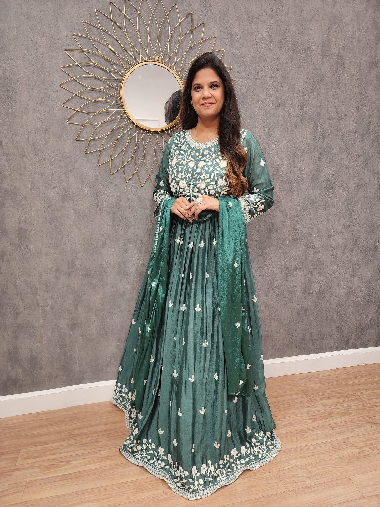 Shanaya green Embroided maxi gown