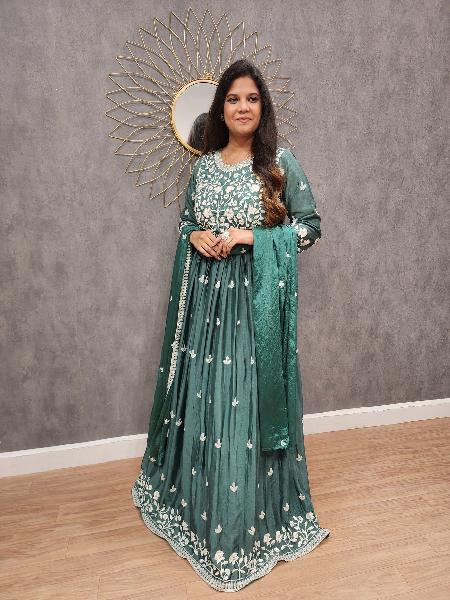 Shanaya green Embroided maxi gown