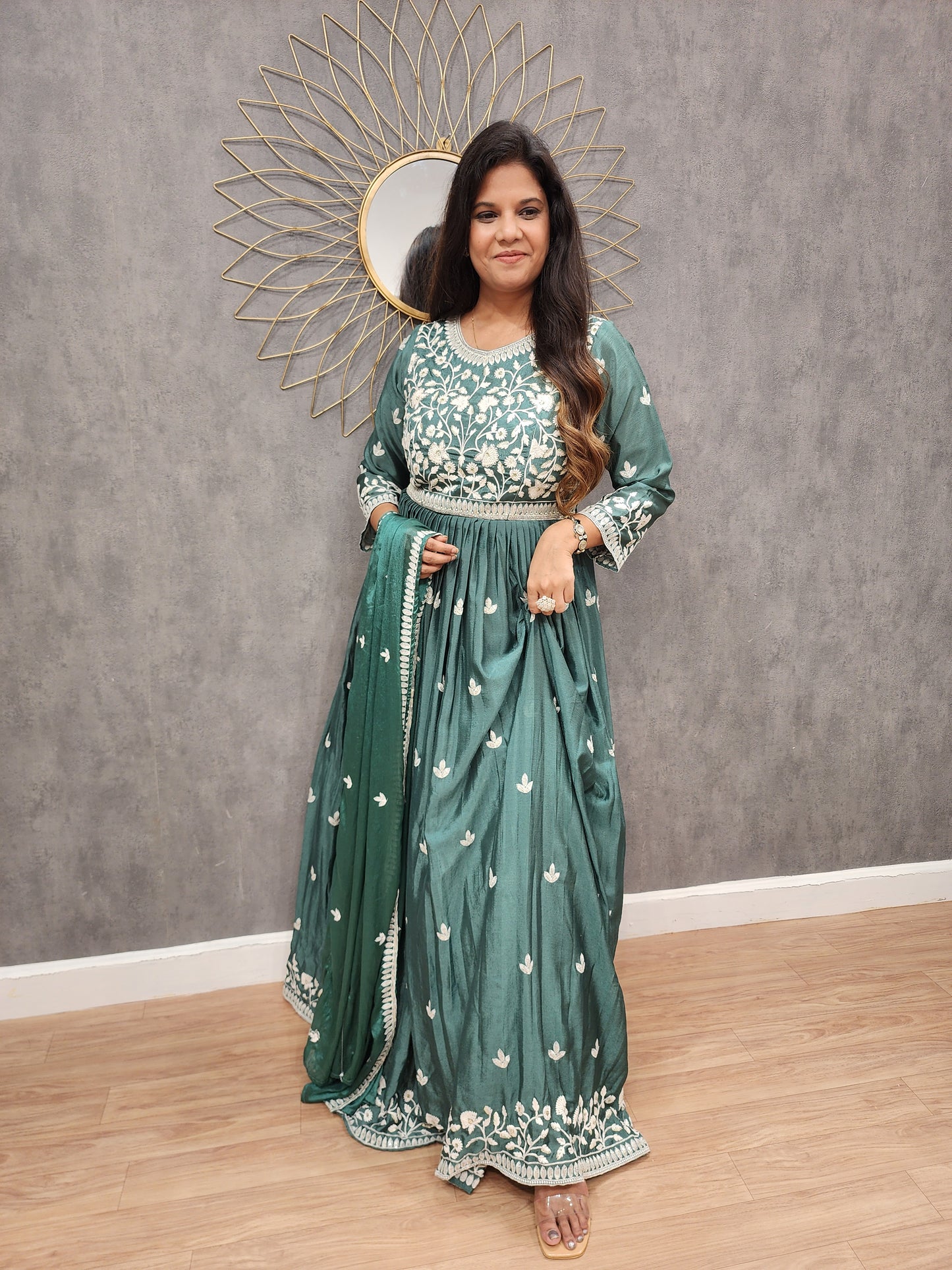 Shanaya green Embroided maxi gown