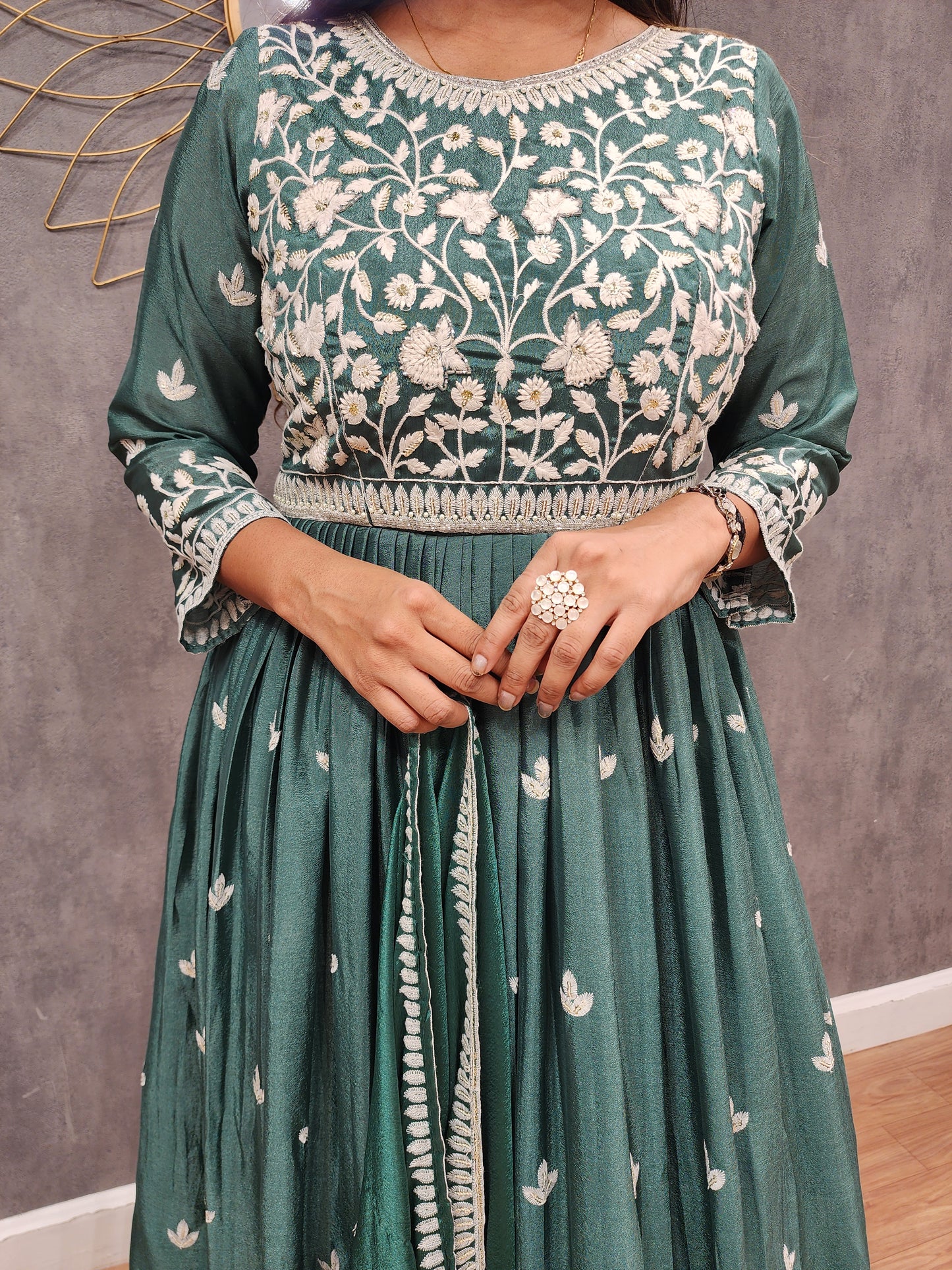 Shanaya green Embroided maxi gown