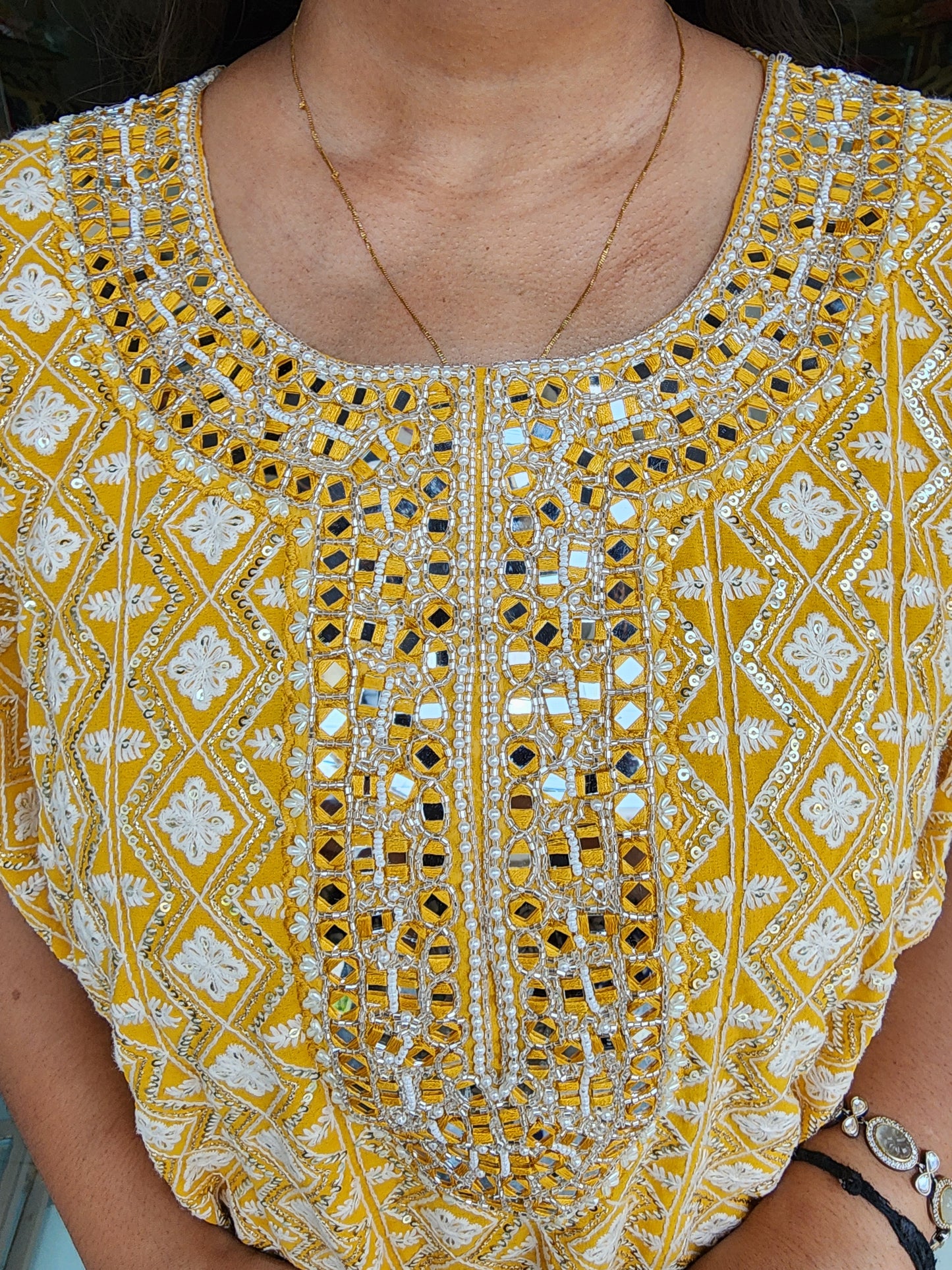 Ravishing yellow chickenkari co-ord set
