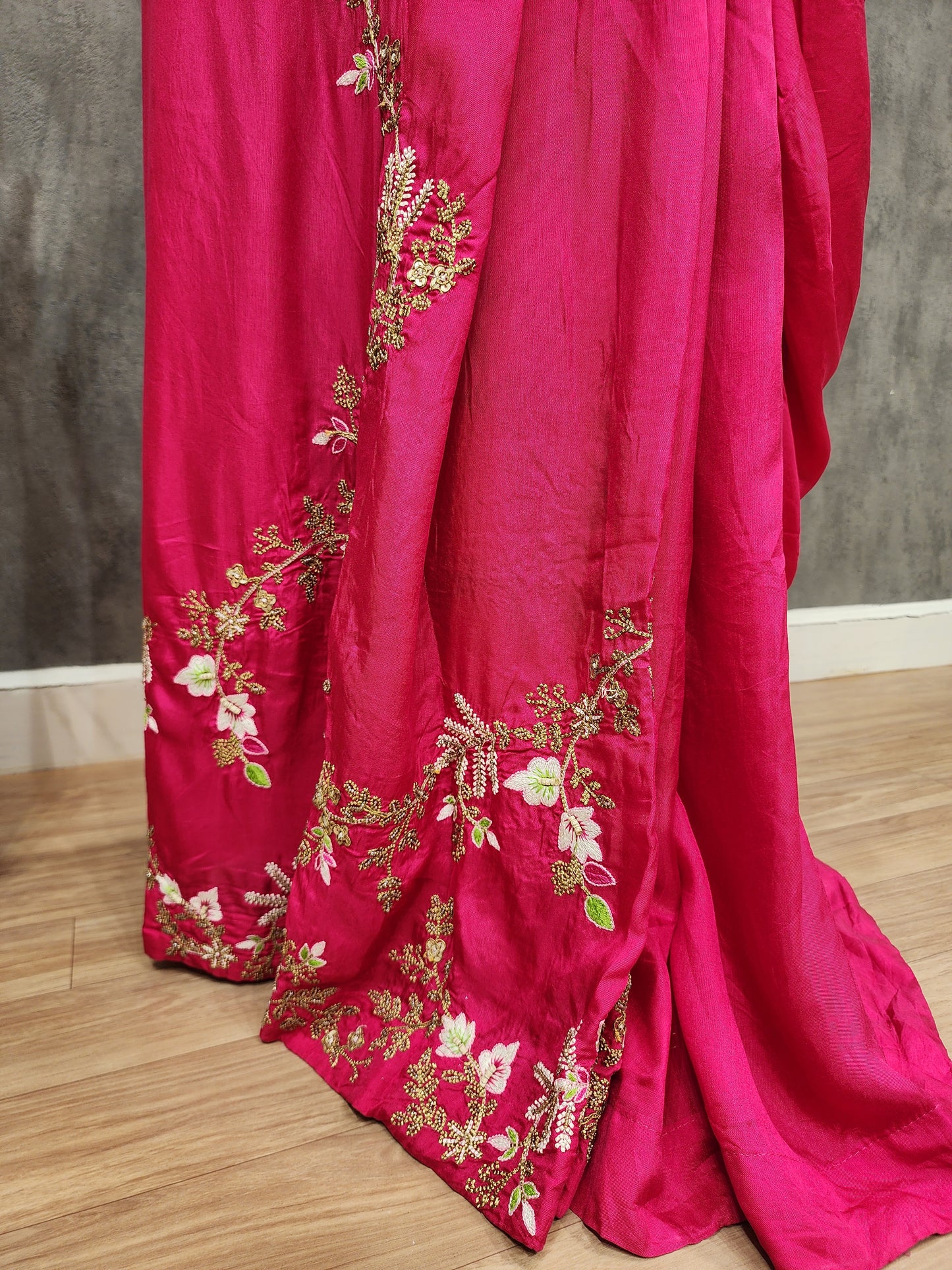 Saadgi long blouse cowl drape skirt dress