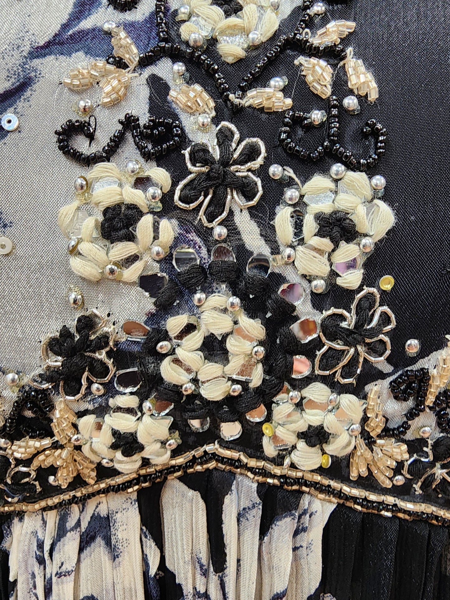 Black floral print Embellished maxi gown