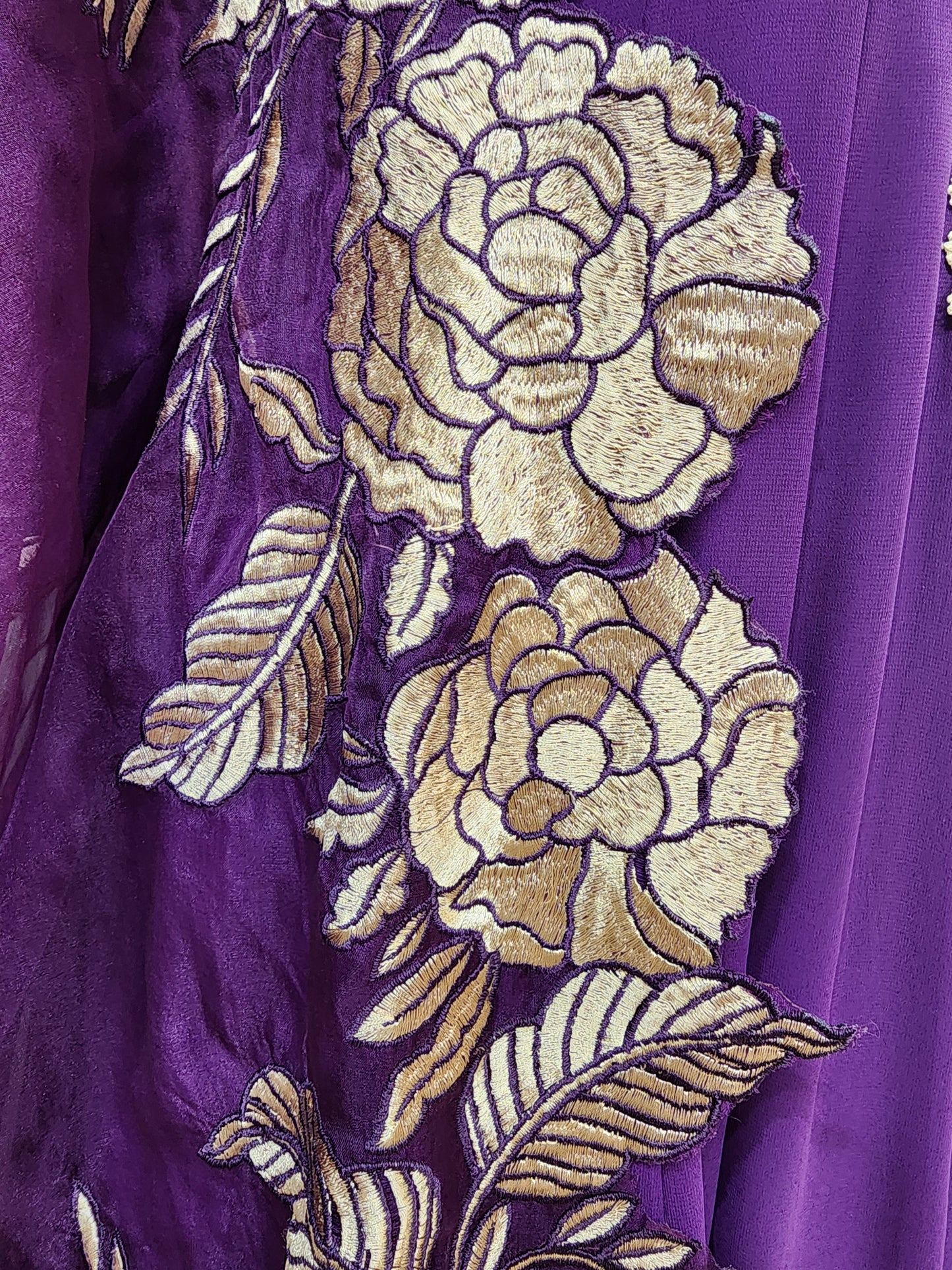 Purple leafy Embroided anarkali maxi gown