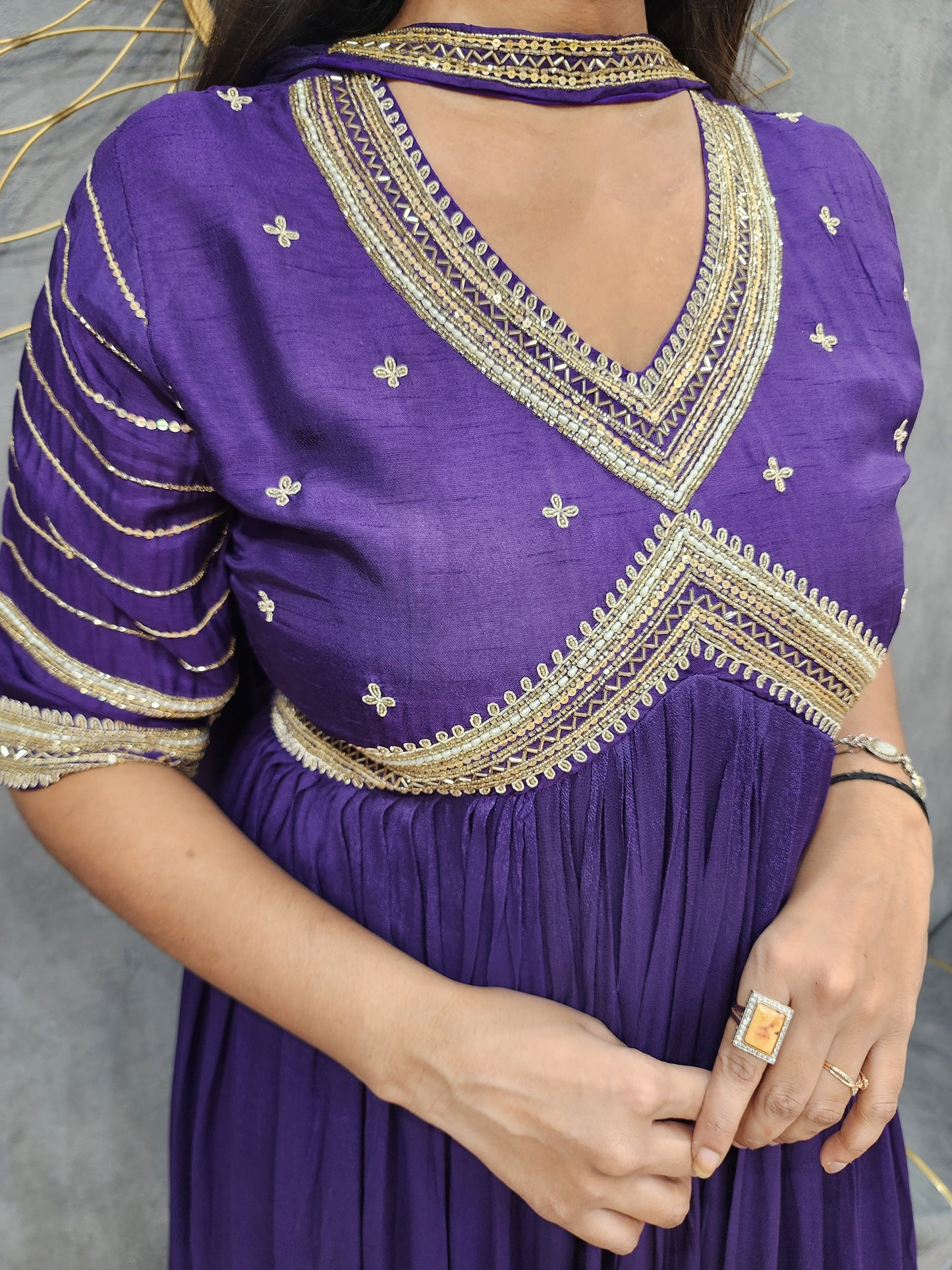 Preet purple alia cut maxi gown