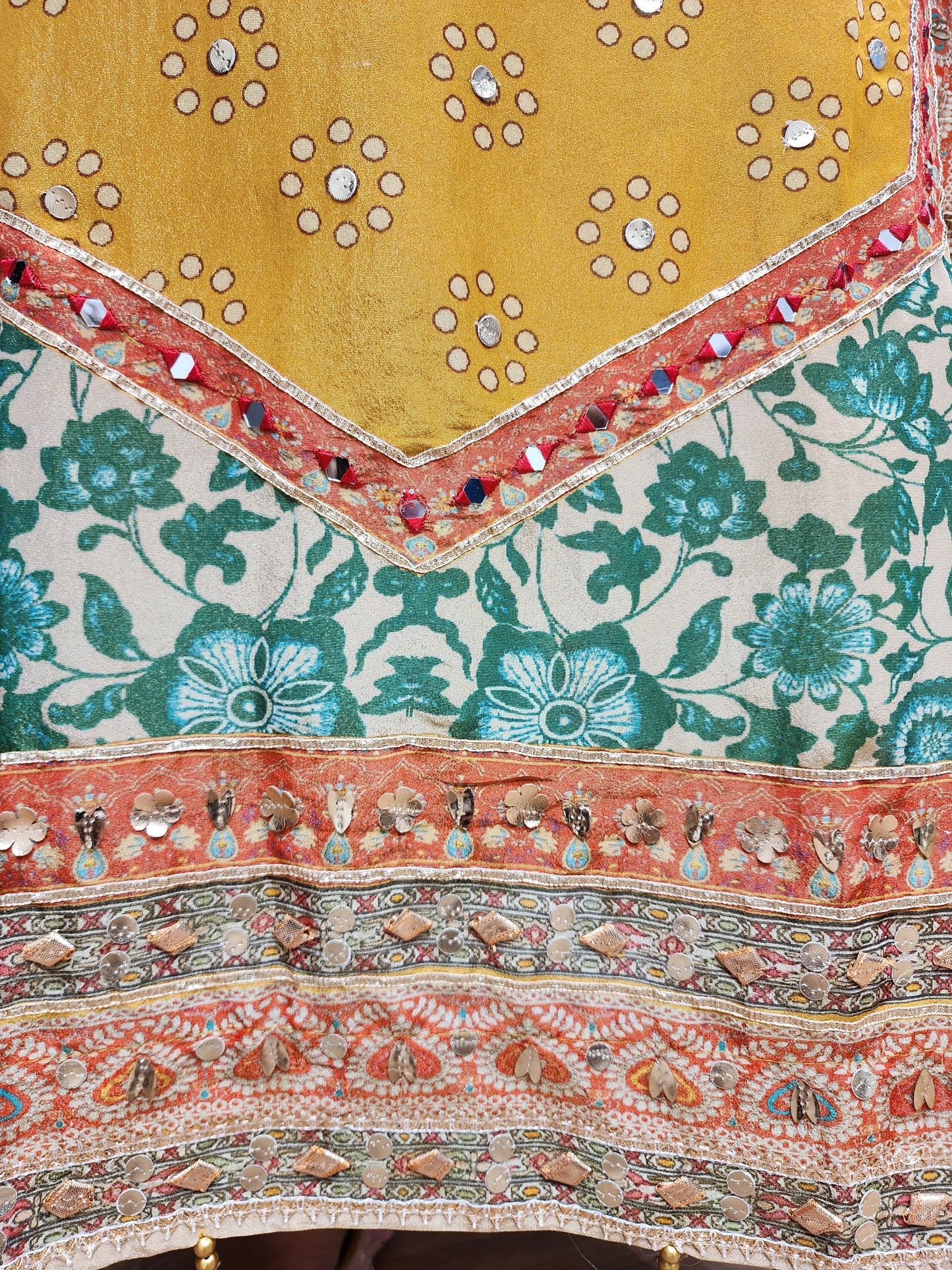 Rajgharana multi colour kaftaan with tulip pant