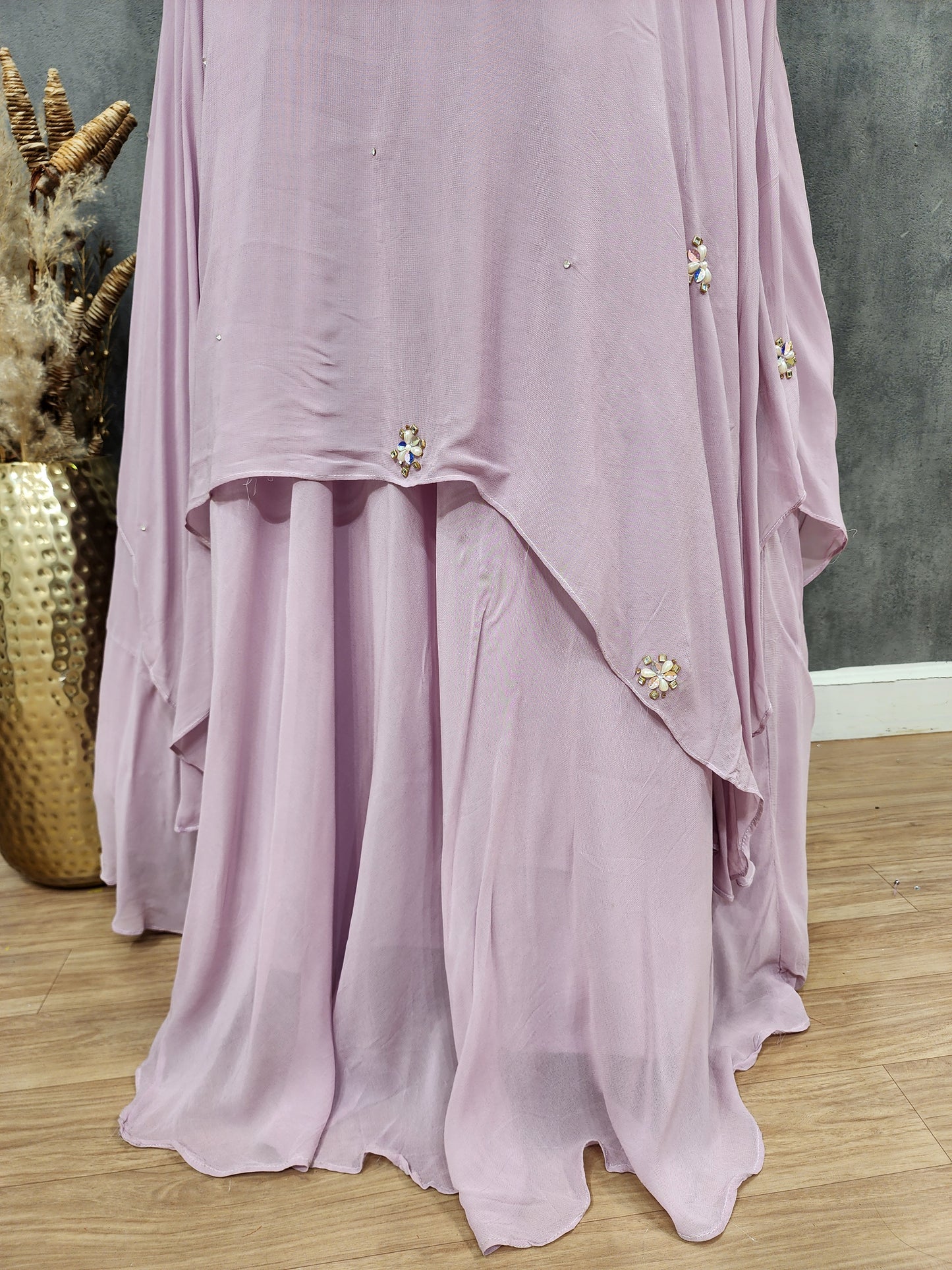 Muskan onion pink detachable cape layered lehenga